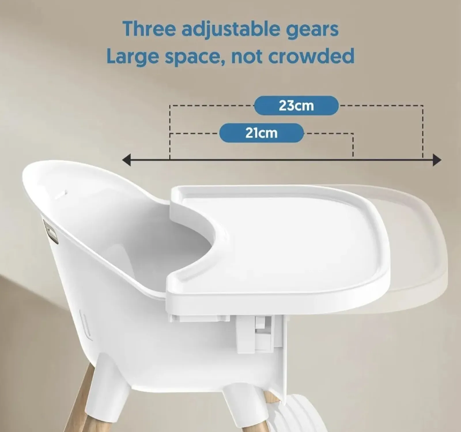 Little Helper Schlanker, leicht zu reinigender und ergonomischer Babyhochstuhl | Abnehmbares Tablett | 5-Punkt-Sicherheitsgurt | Weiß