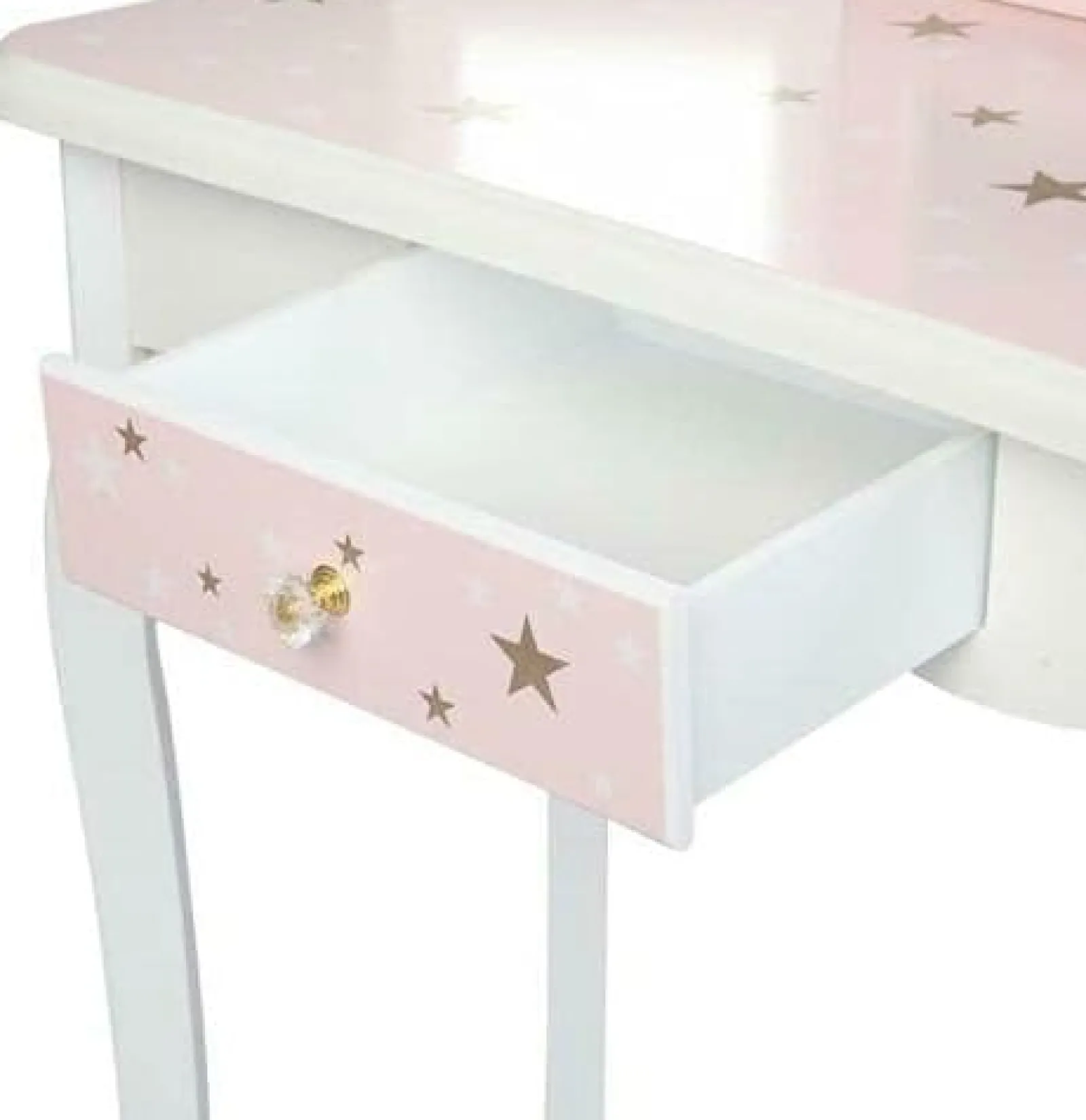 Kinder Little Helper Schminktisch für Mädchen | Schminktisch | Kristallknöpfe | Rosa Sterne und Weiß | 6 - 13 Jahre