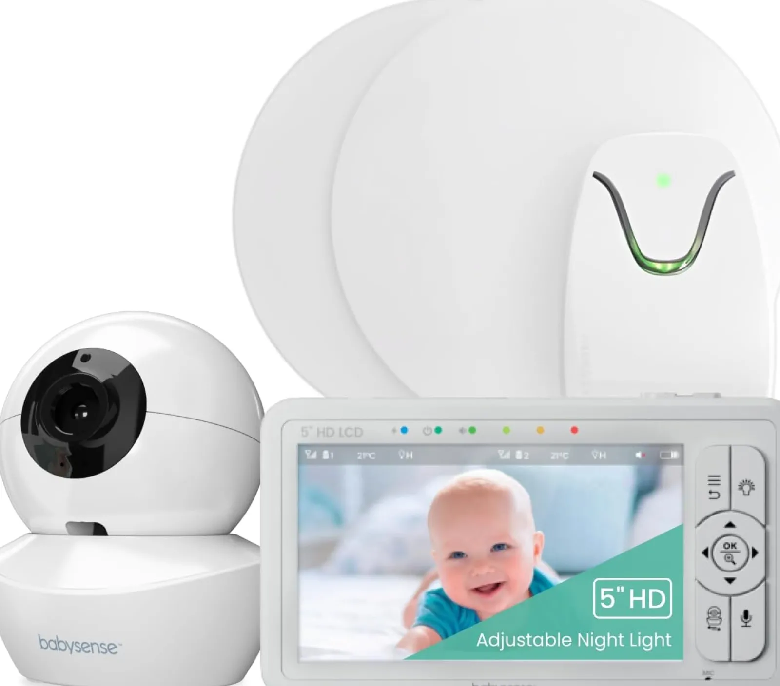 Kinder Little Helper Sicherer Schlaf Hochempfindlicher Baby-Atembewegungsmonitor | 5-Zoll-Raum- und Kinderbettüberwachung mit geteiltem Bildschirm | IR-Nachtsicht | Schlaflieder und Schlafgeräusche