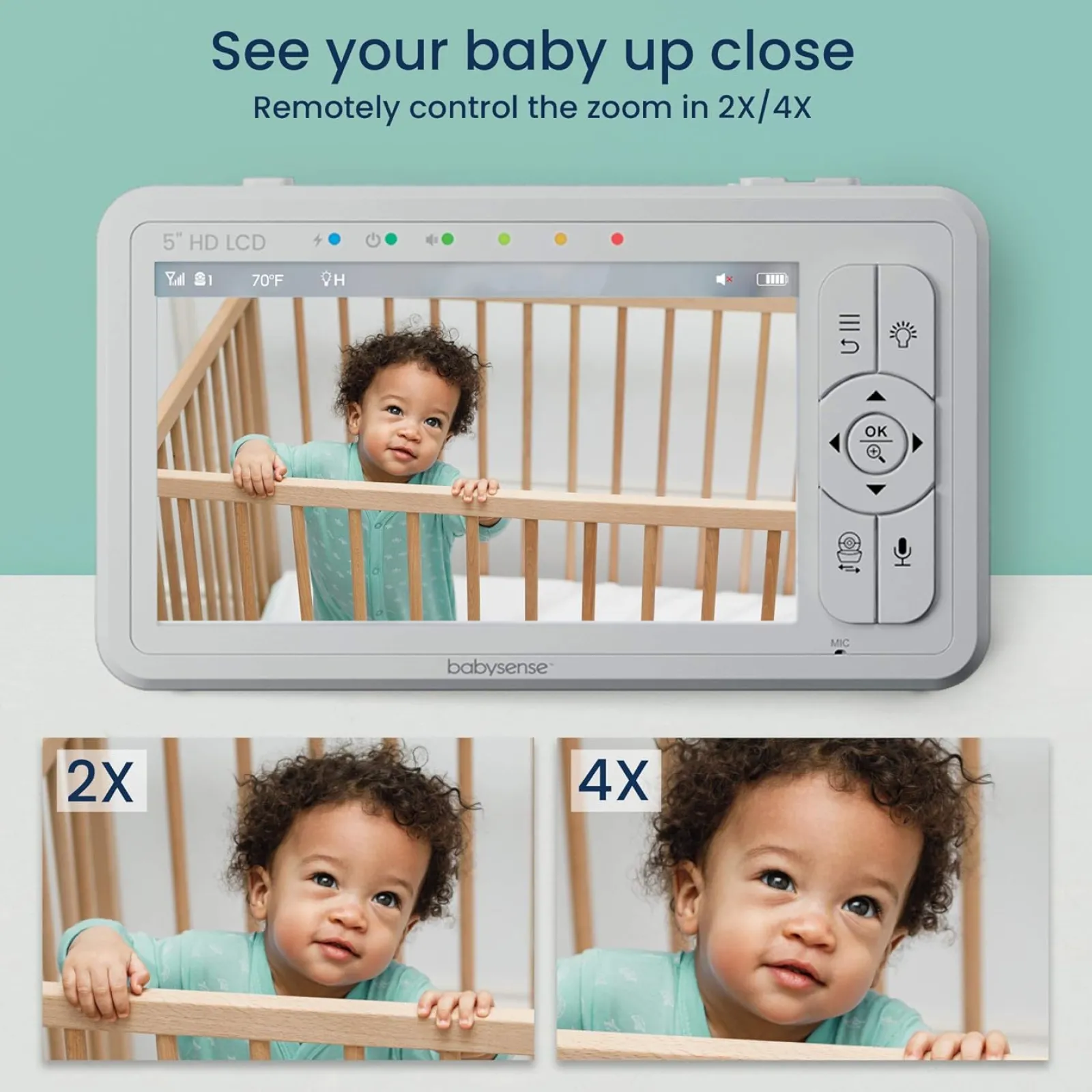 Kinder Little Helper Sicherer Schlaf Hochempfindlicher Baby-Atembewegungsmonitor | 5-Zoll-Raum- und Kinderbettüberwachung mit geteiltem Bildschirm | IR-Nachtsicht | Schlaflieder und Schlafgeräusche