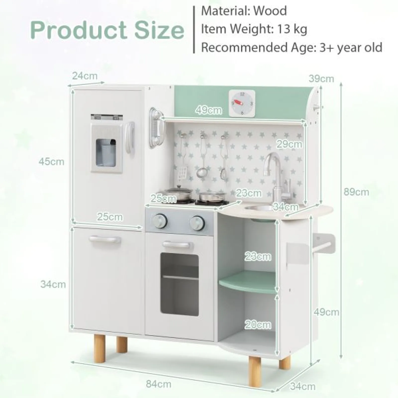 Little Helper Spielzeugküche Im Shaker-Stil | Eismaschine | Backofen | Kochfeld | Spielzeuglebensmittel | Lichter Und Geräusche | Ab 3 Jahren