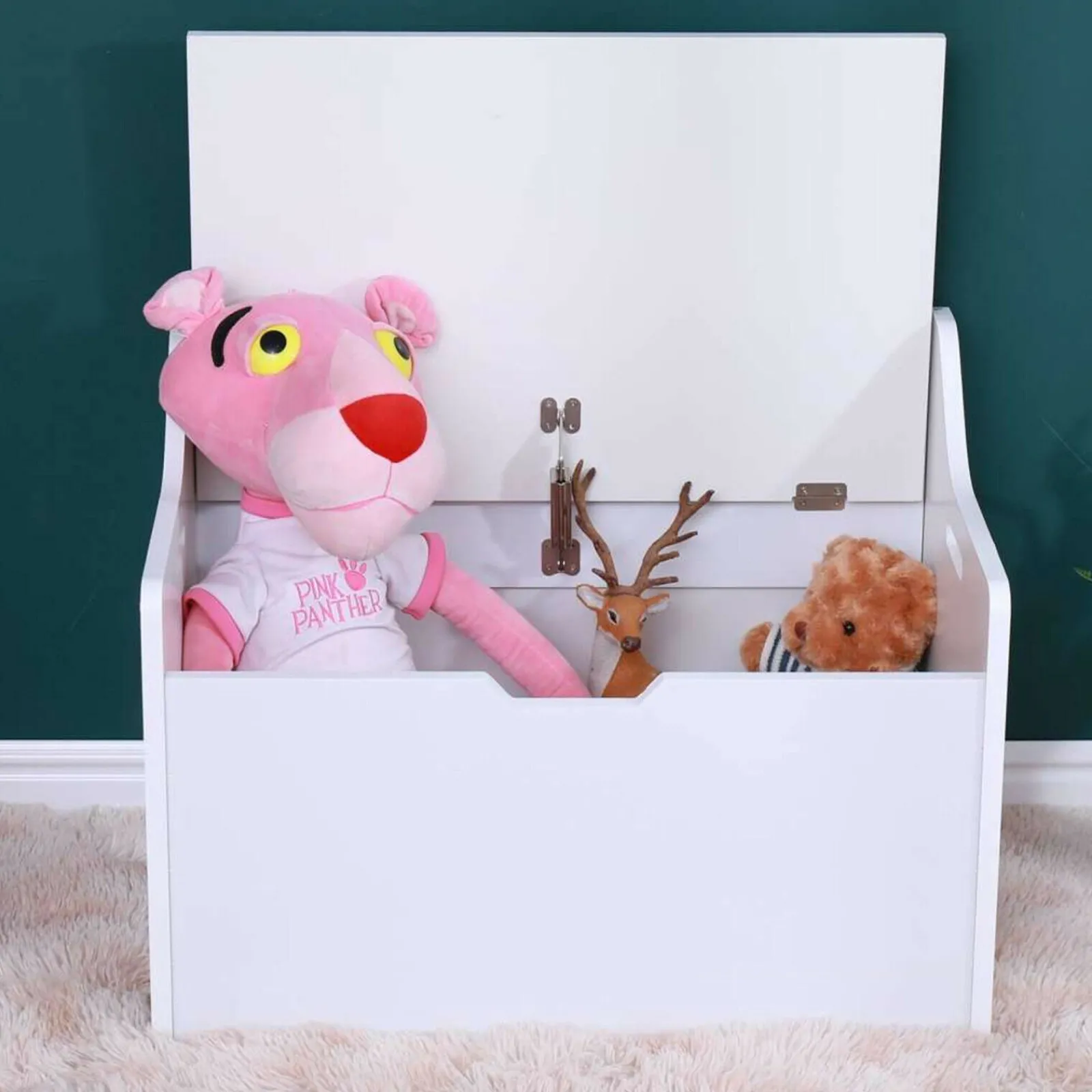 Kinder Little Helper Spielzeugkiste und Bank aus Holz für Kinder mit Soft-Close-Scharnier | Spielzeugtruhe | Weiß