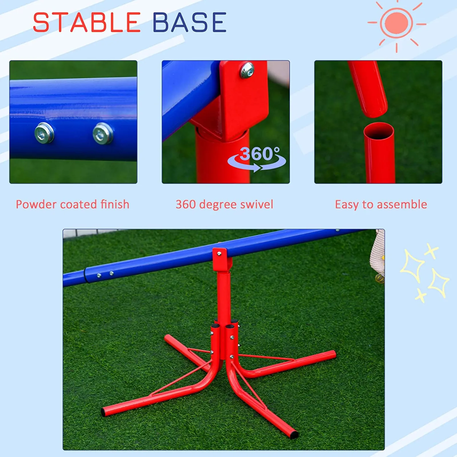 Little Helper Starke Und Robuste 360 ​​Grad Drehbare Metallwippe Für Kinder | 2 Sitze | 3 - 8 Jahre