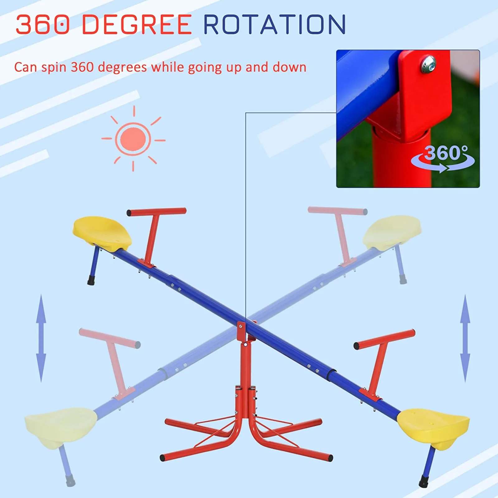 Little Helper Starke Und Robuste 360 ​​Grad Drehbare Metallwippe Für Kinder | 2 Sitze | 3 - 8 Jahre