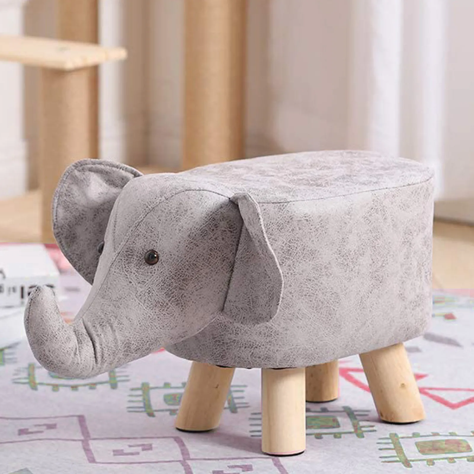 Kinder Little Helper Supersüßer Und Weicher Hocker Und Fußstütze Für Kinder | Graues Elefantendesign