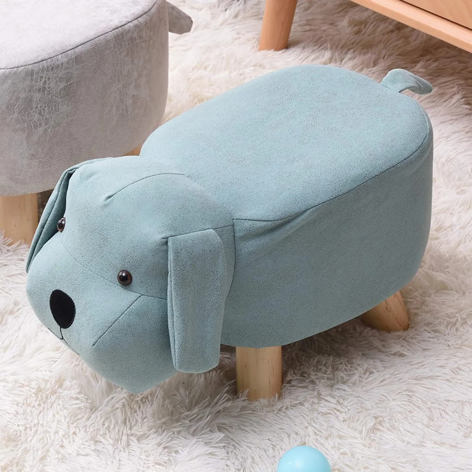Kinder Little Helper Supersüßer Und Weicher Hocker Und Fußstütze Für Kinder | Sanftes Blaues Hundedesign