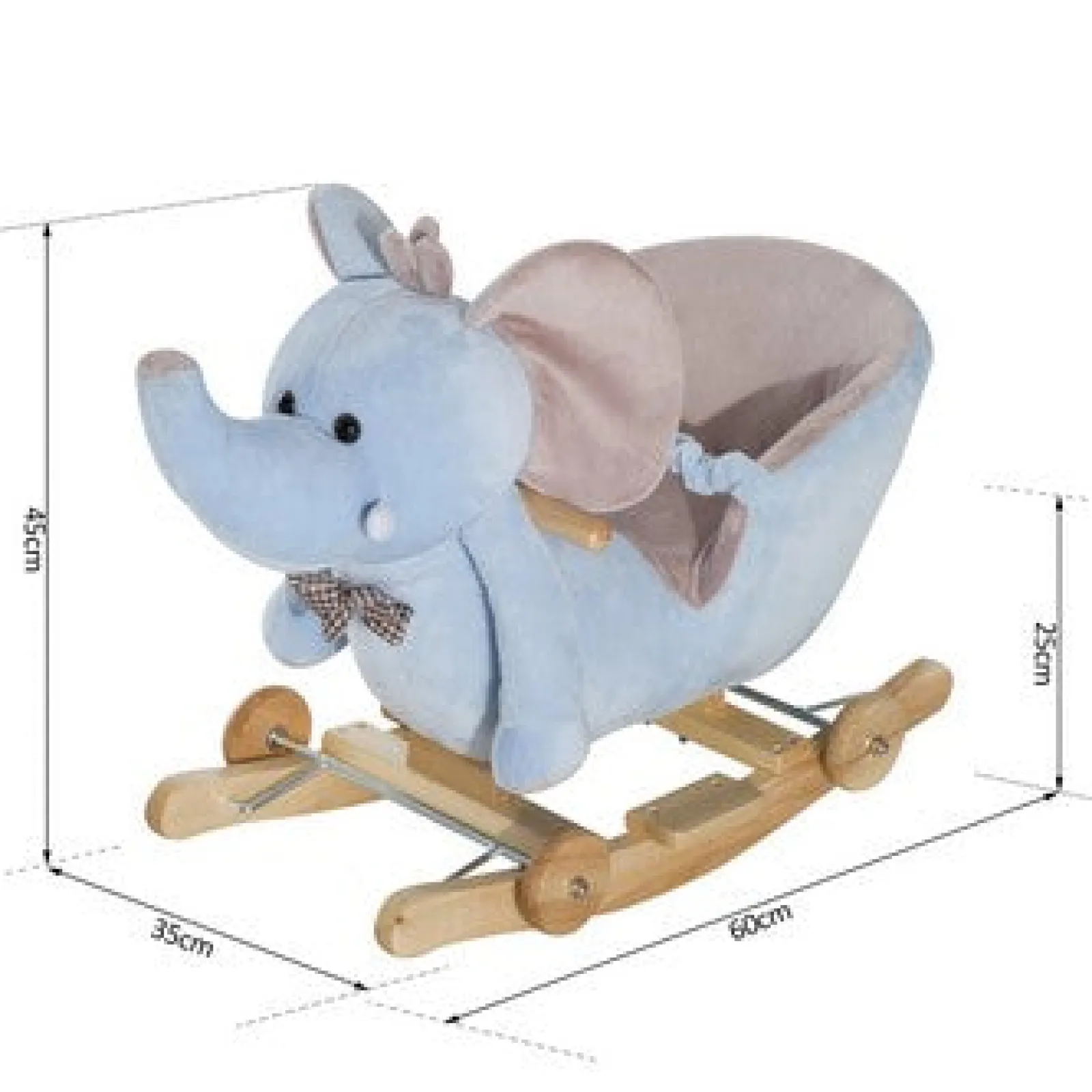 Little Helper Superweiches und sanftes Schaukelpferd mit Musik und Elefantenmotiv und Rädern | 18m+