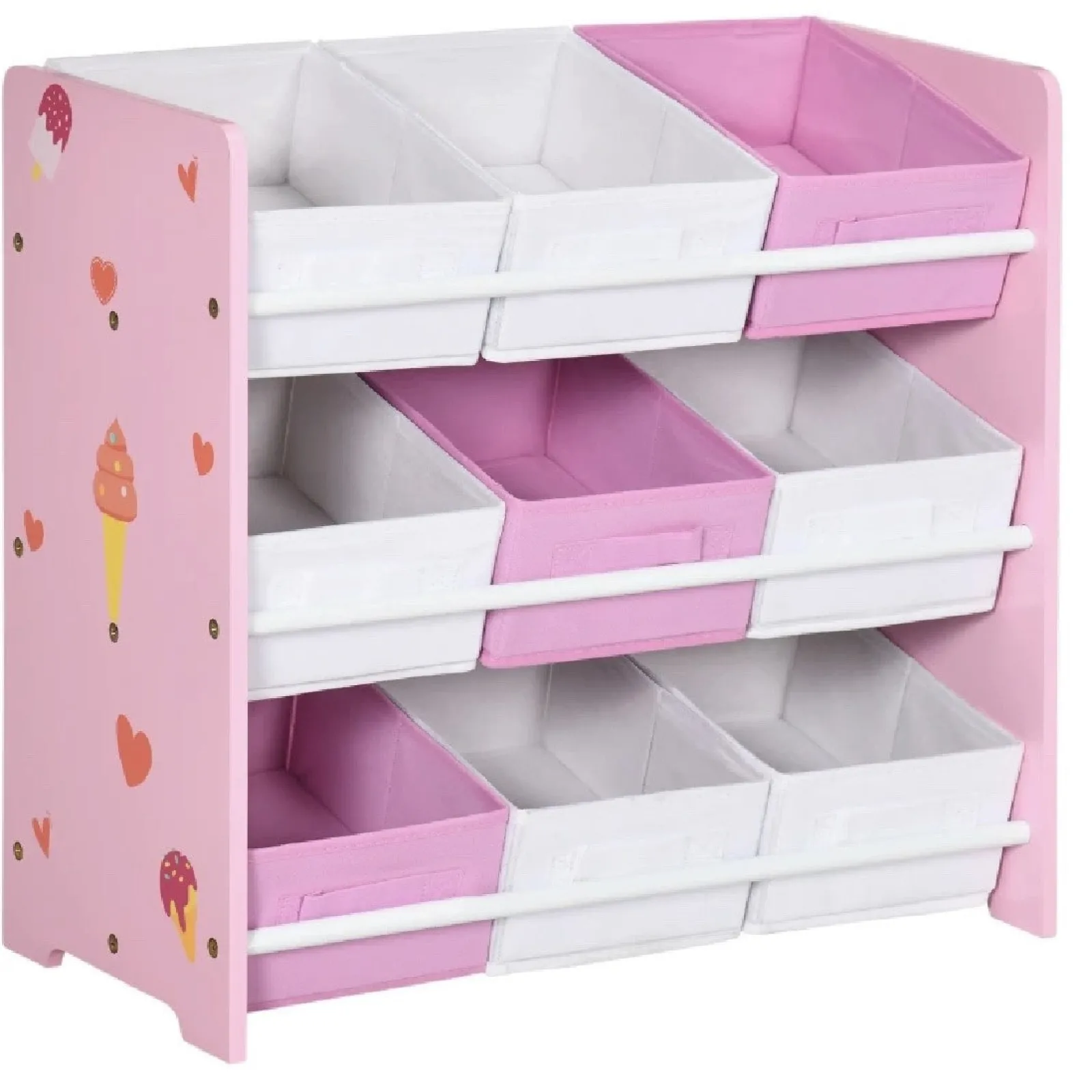 Kinder Little Helper Sweetheart-Aufbewahrungseinheit mit 9 herausnehmbaren Aufbewahrungskörben | Spielzeugkisten-Organizer mit Regal | Rosa | Ab 3 Jahren