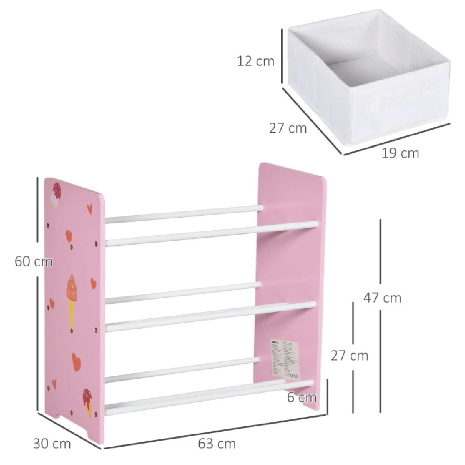 Kinder Little Helper Sweetheart-Aufbewahrungseinheit mit 9 herausnehmbaren Aufbewahrungskörben | Spielzeugkisten-Organizer mit Regal | Rosa | Ab 3 Jahren