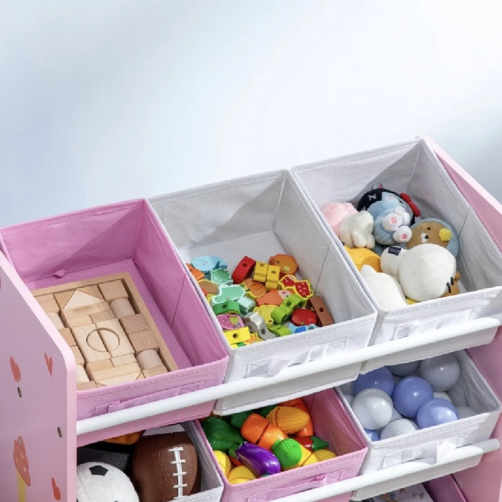 Kinder Little Helper Sweetheart-Aufbewahrungseinheit mit 9 herausnehmbaren Aufbewahrungskörben | Spielzeugkisten-Organizer mit Regal | Rosa | Ab 3 Jahren