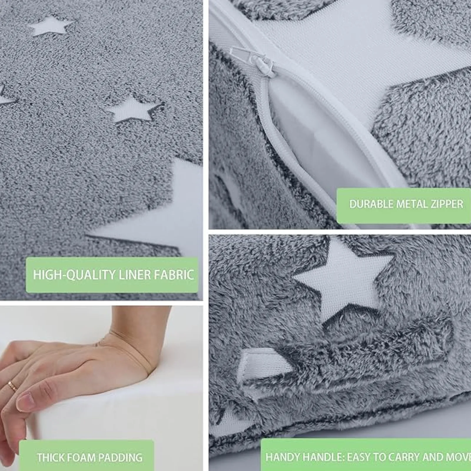 Little Helper 8-teiliges, im Dunkeln leuchtendes modulares Montessori-Softspielset | Schaumstoffbausteine ​​ | Sofacouch | Grau