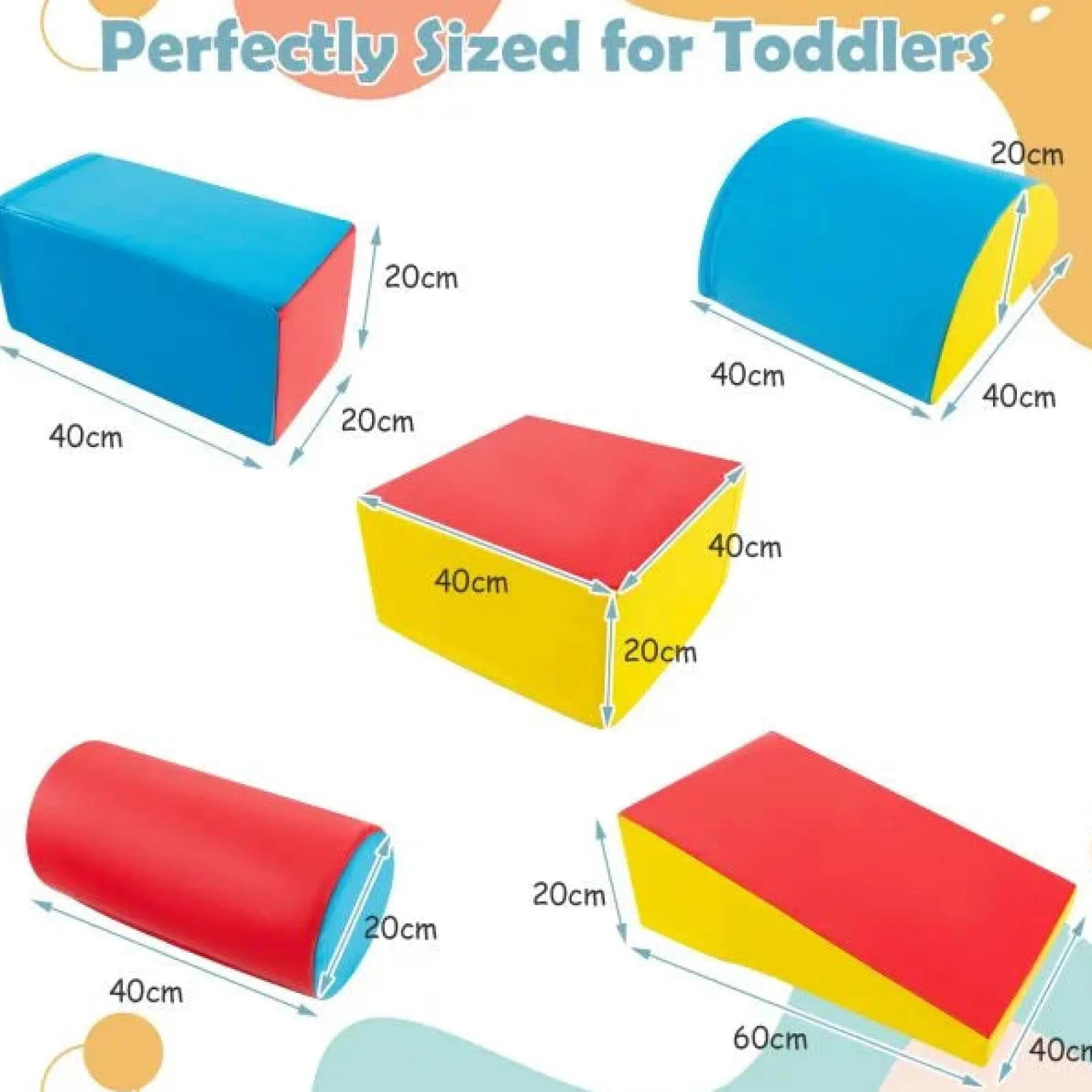 Kinder Little Helper 5-teiliges Montessori-Softspielgerät für den Innenbereich | Schaumstoff-Spielset | Primärfarben | 6 Monate+