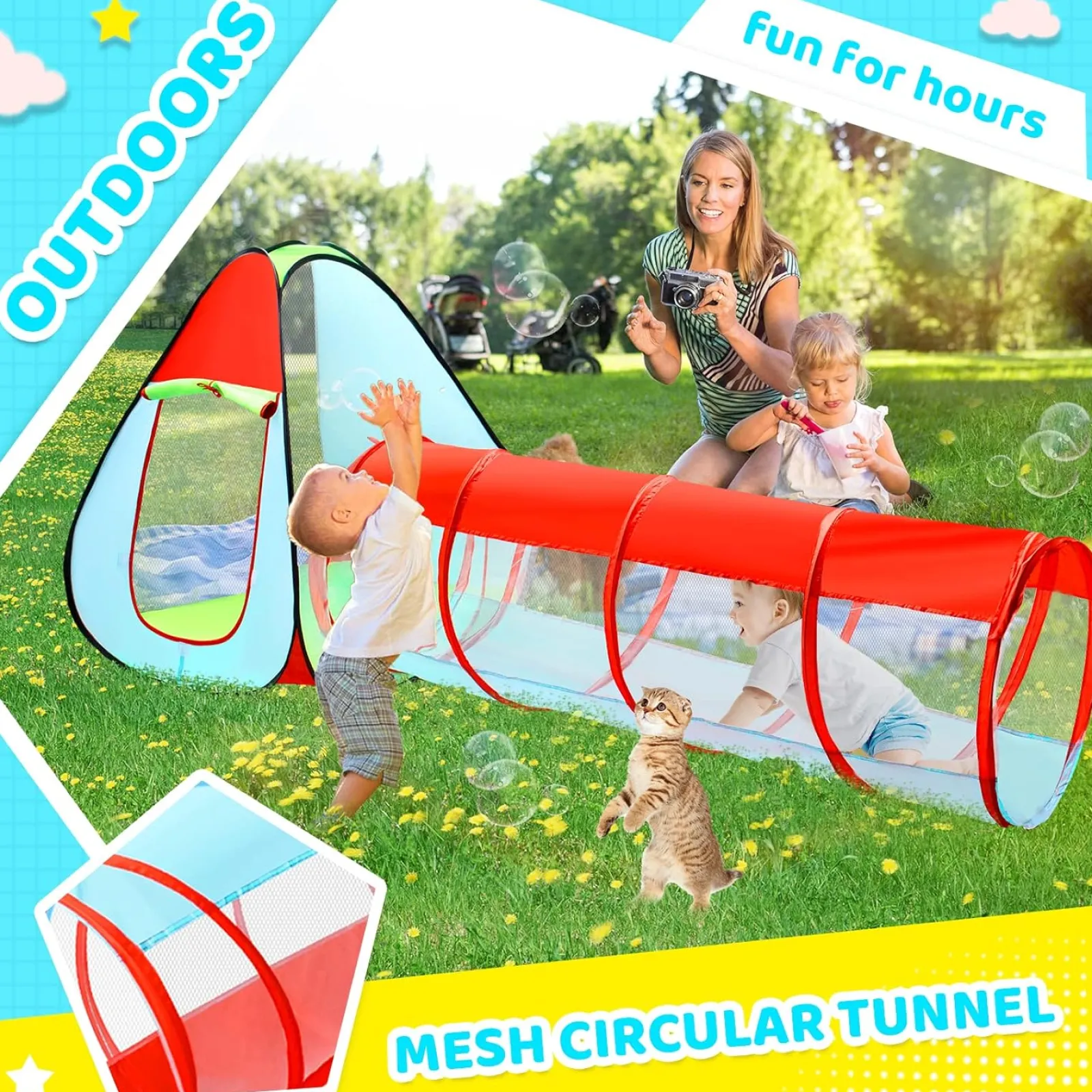 Kinder Little Helper 3-teiliges Spielzelt für Kinder mit Bällebad | Spieltunnel und Tipi-Zelt | Pop-Up-Spielhaus | Höhle