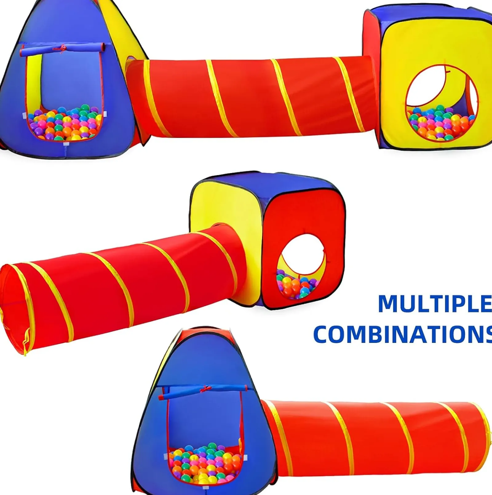 Kinder Little Helper 3-teiliges Spielzelt für Kinder mit Bällebad | Spieltunnel und Tipi-Zelt | Pop-Up-Spielhaus | Höhle