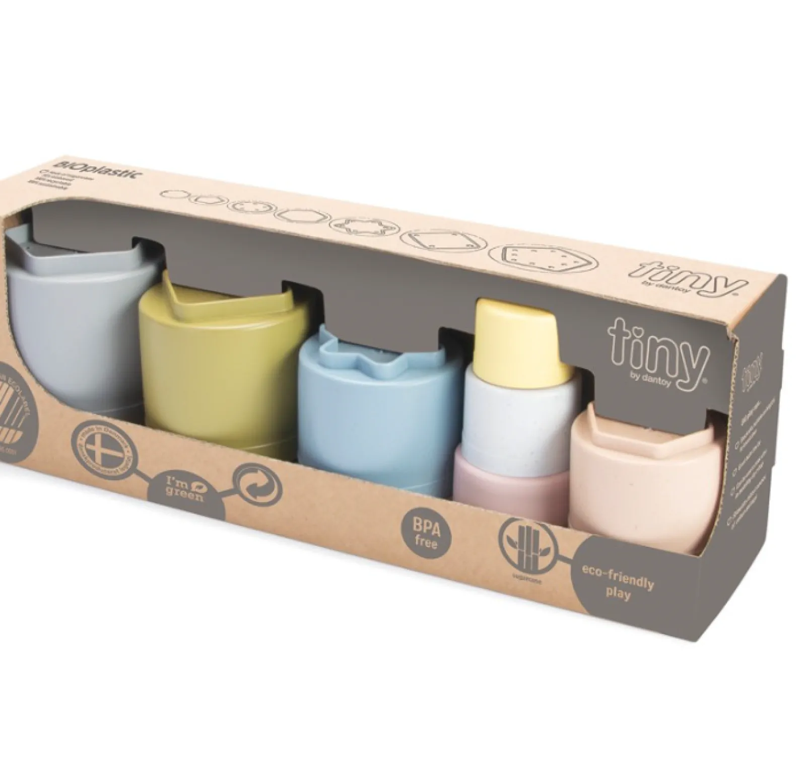 Little Helper 7-teiliges Stapelbecher-Set aus 100 % recycelbarem Bio-Kunststoff | Umweltfreundliches Spielzeug für drinnen und draußen | Ab 10Monaten