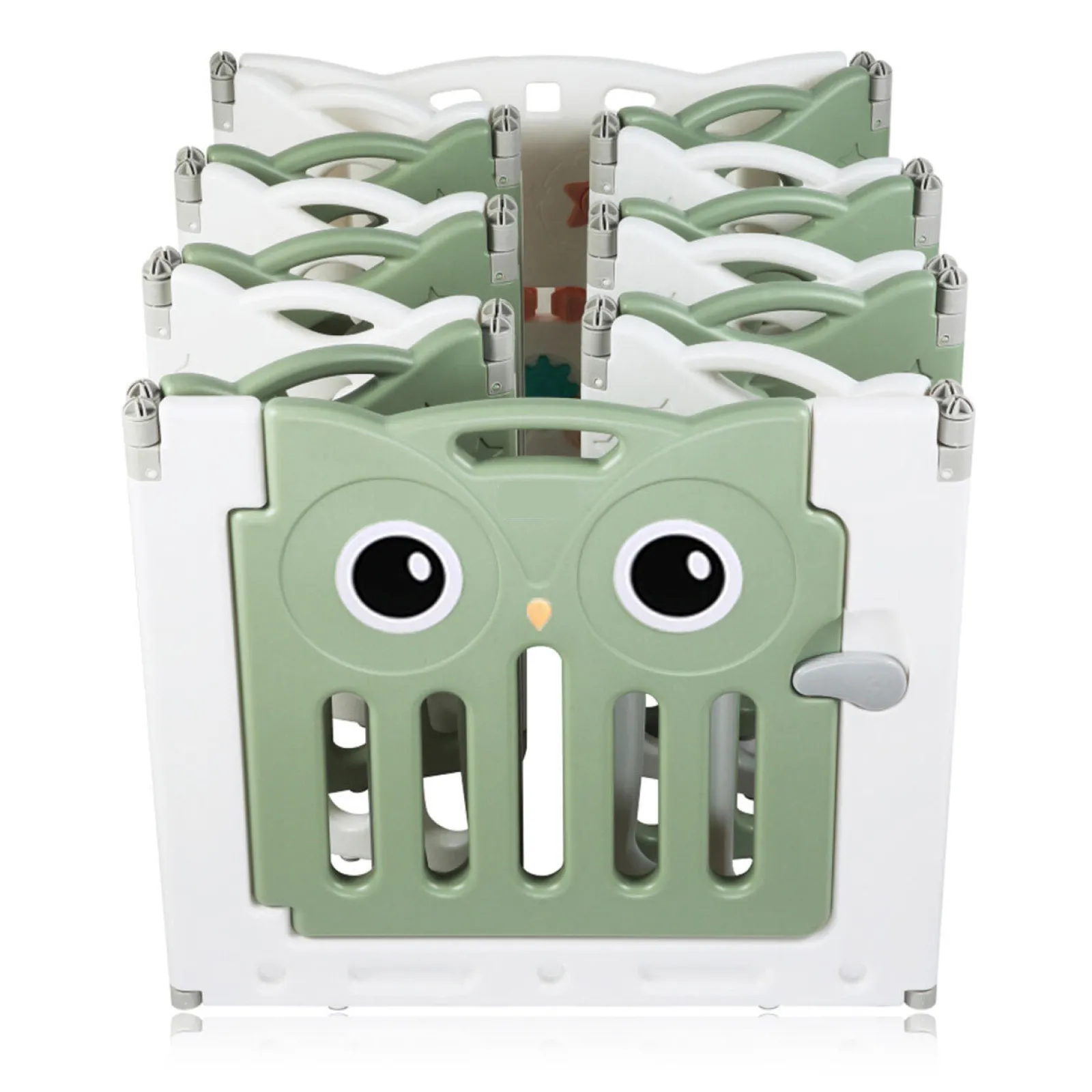 Kinder Little Helper 14-teiliges, ungiftiges, BPA-freies, recycelbares, faltbares Baby-Laufgitter und Bällebad | Modular | Salbeigrün und Weiß