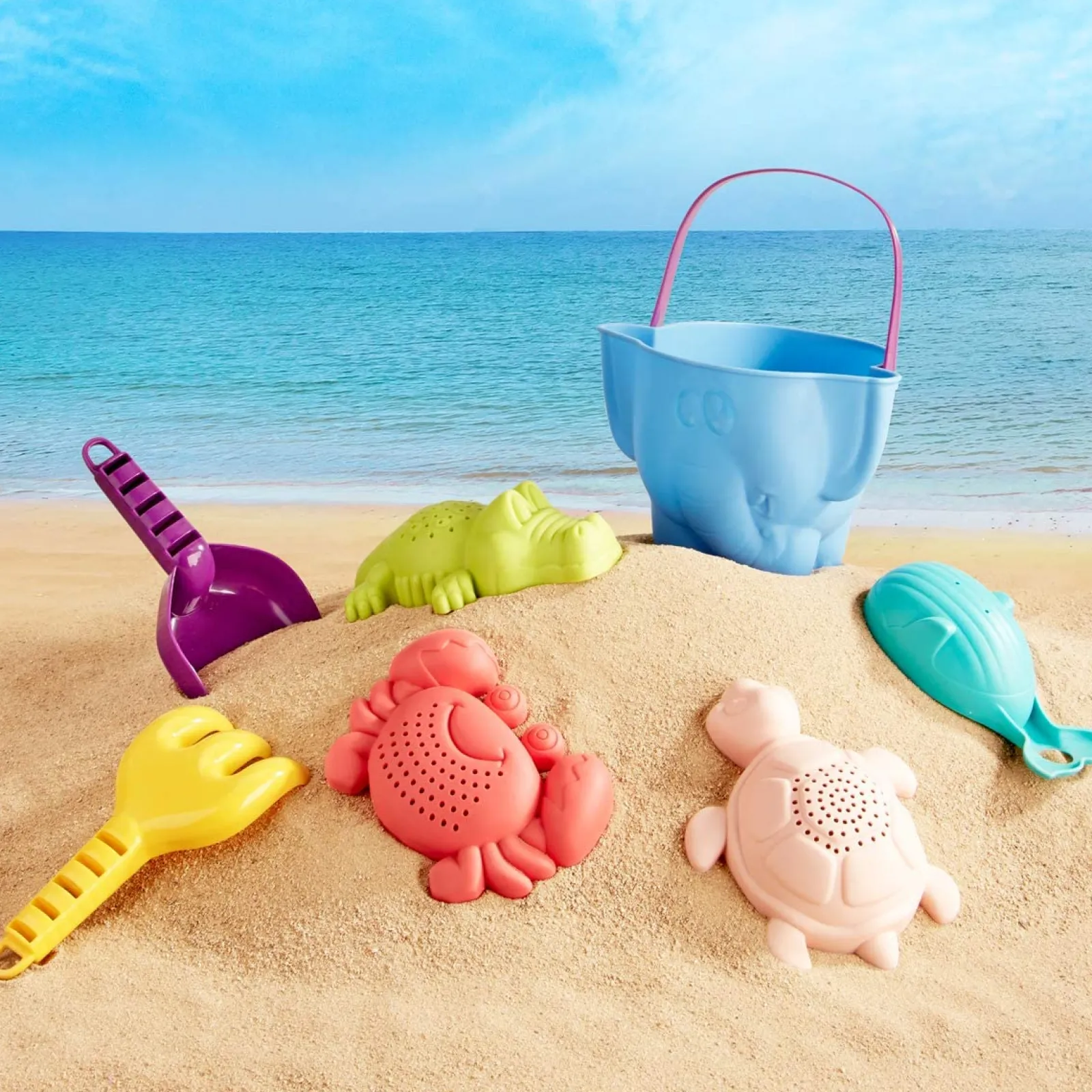 Kinder Little Helper 7-teiliges ungiftiges, supersicheres Sand- und Wasserbadspielzeug mit großen Teilen | Spielzeug für den Sandkasten | 18m+