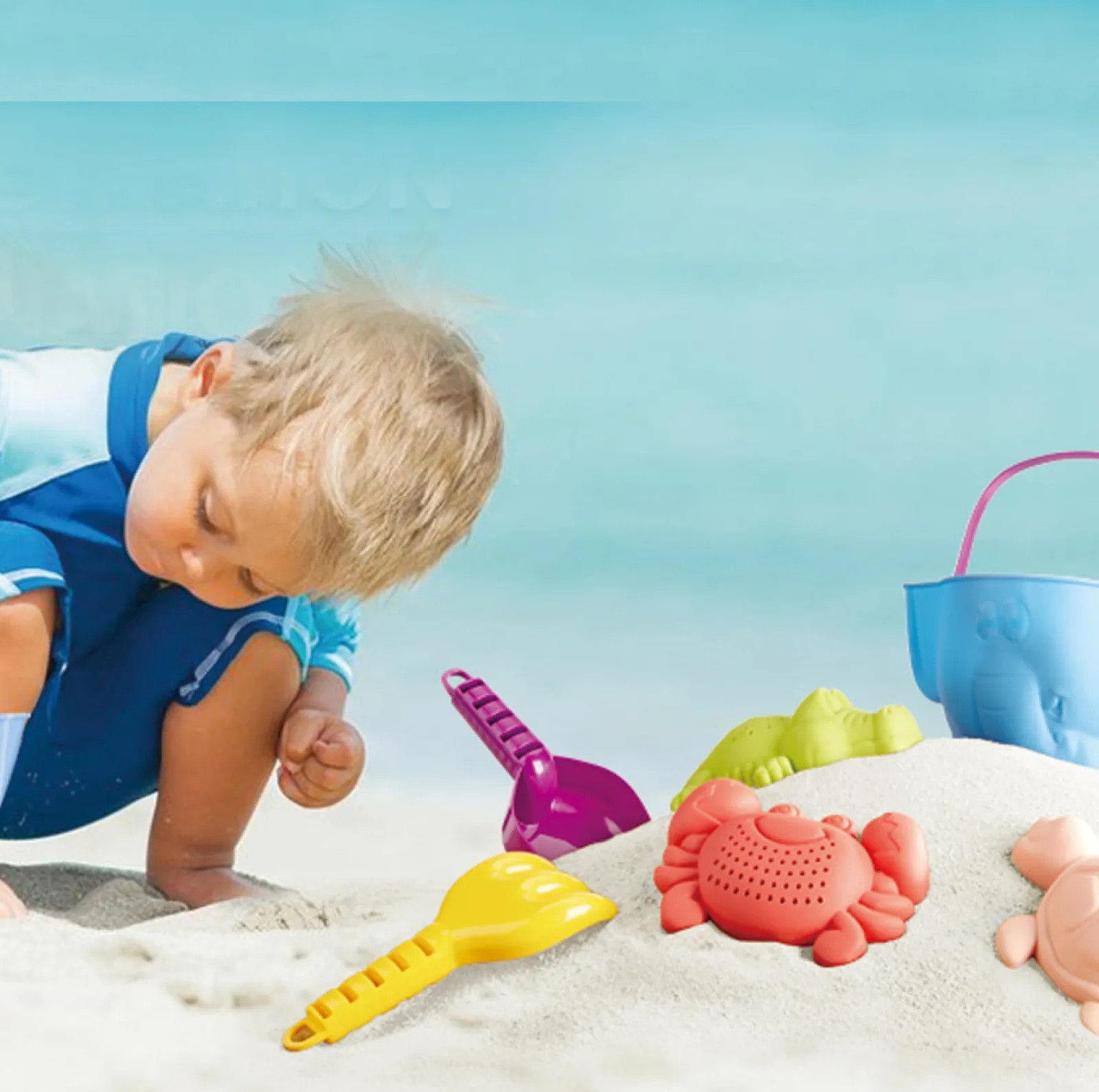 Kinder Little Helper 7-teiliges ungiftiges, supersicheres Sand- und Wasserbadspielzeug mit großen Teilen | Spielzeug für den Sandkasten | 18m+