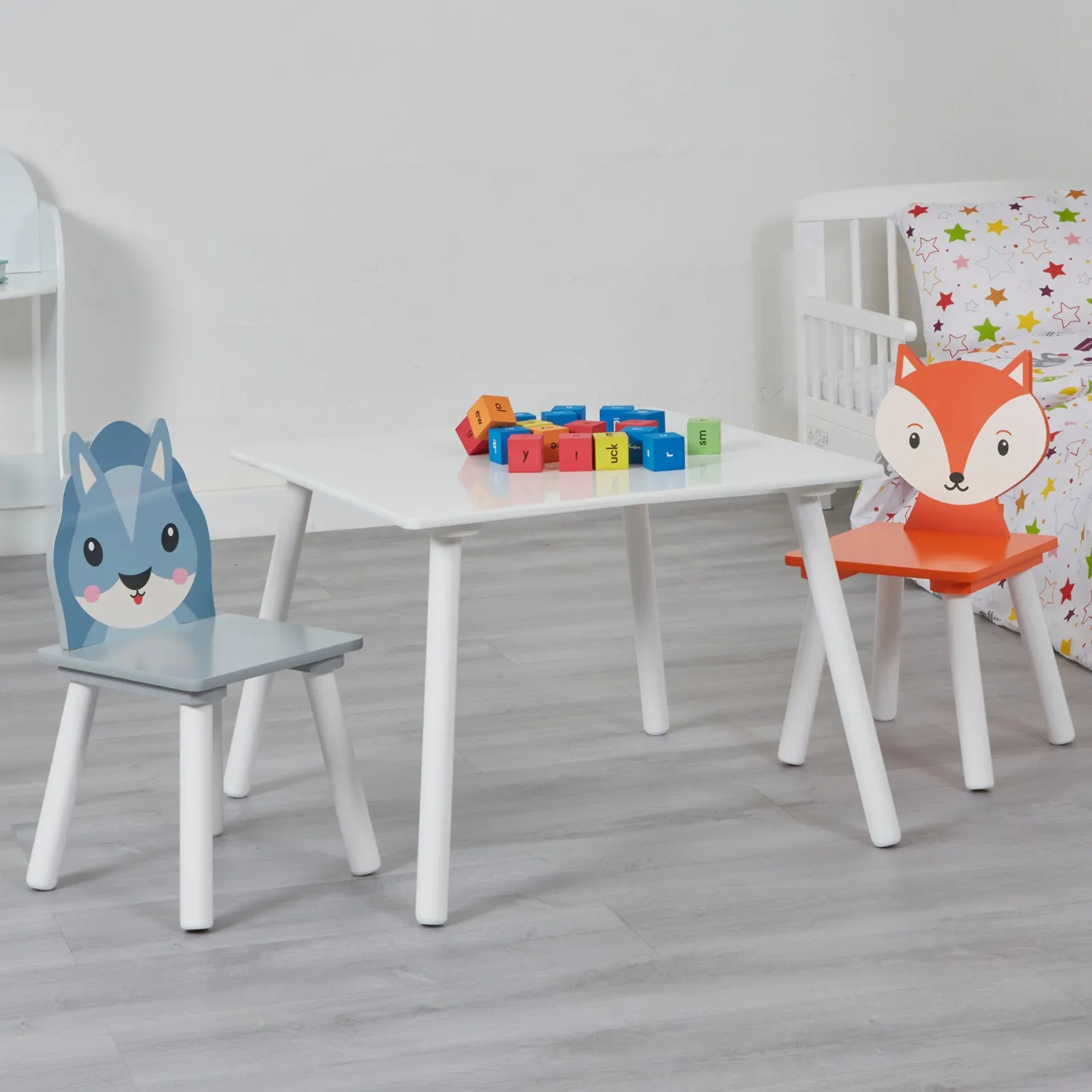 Kinder Little Helper Tisch- und Stuhlset „Forest Friends“ für Kinder | Fuchs und Eichhörnchen | Ab 2 Jahren