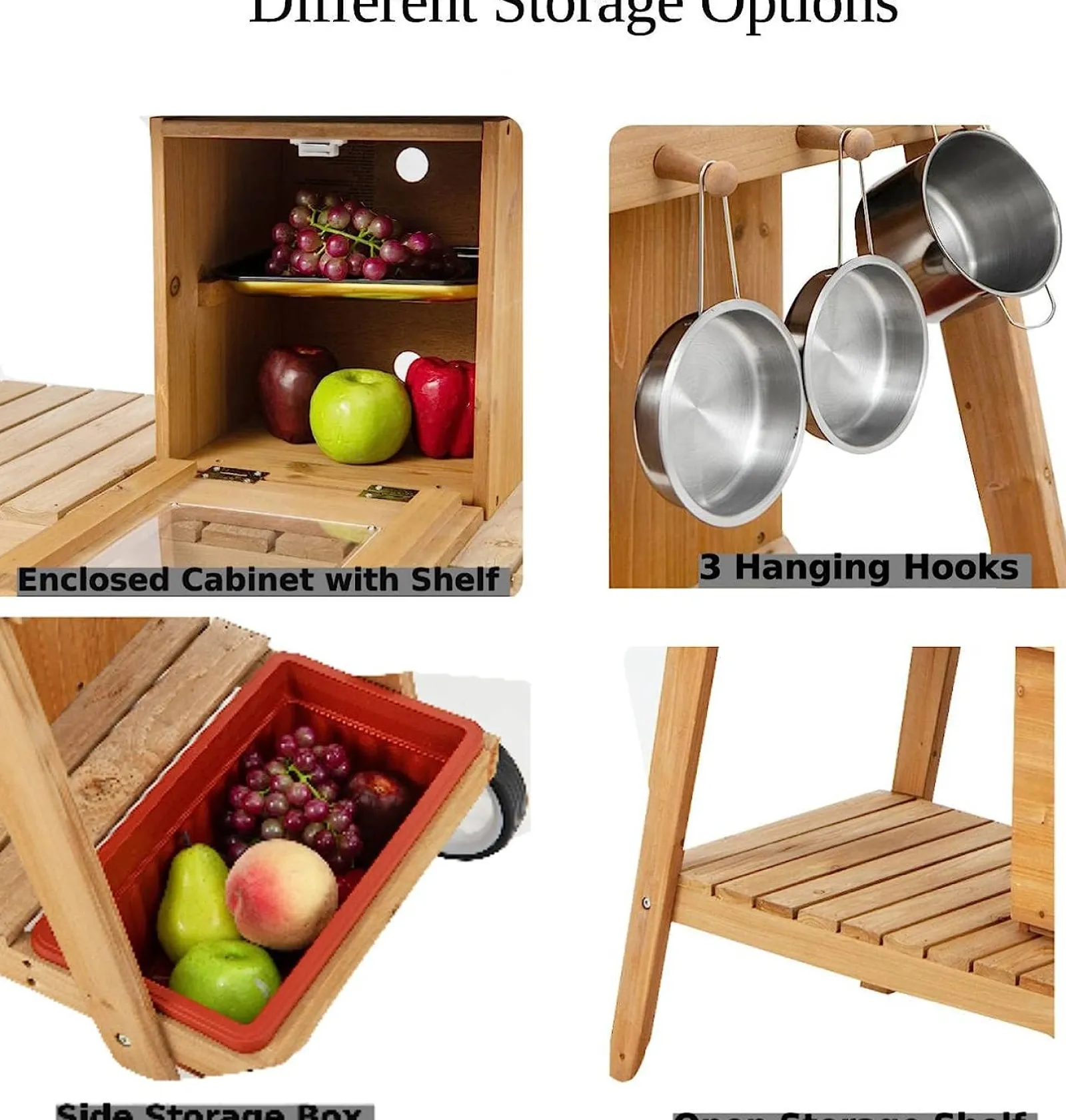 Little Helper Tragbar | Umweltfreundliche Montessori-Matschküche aus natürlichem Tannenholz für Kinder mit Regenschirm | Holzspielzeugküche | Ab 3 Jahren
