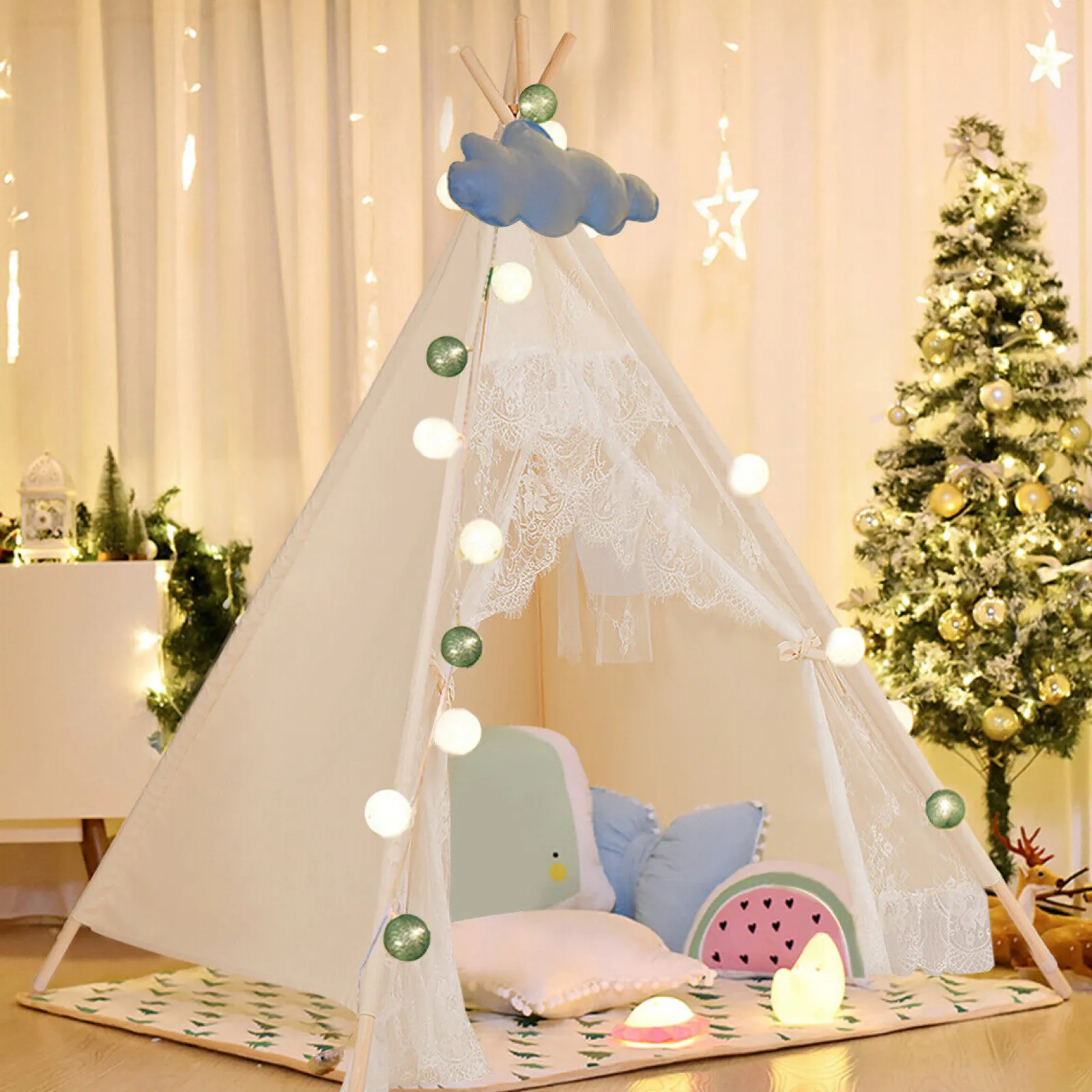 Little Helper Tragbares Tipi-Zelt Für Kinder | Klappbares Spielhaus | Drinnen Und Draußen Mit Tasche | Creme