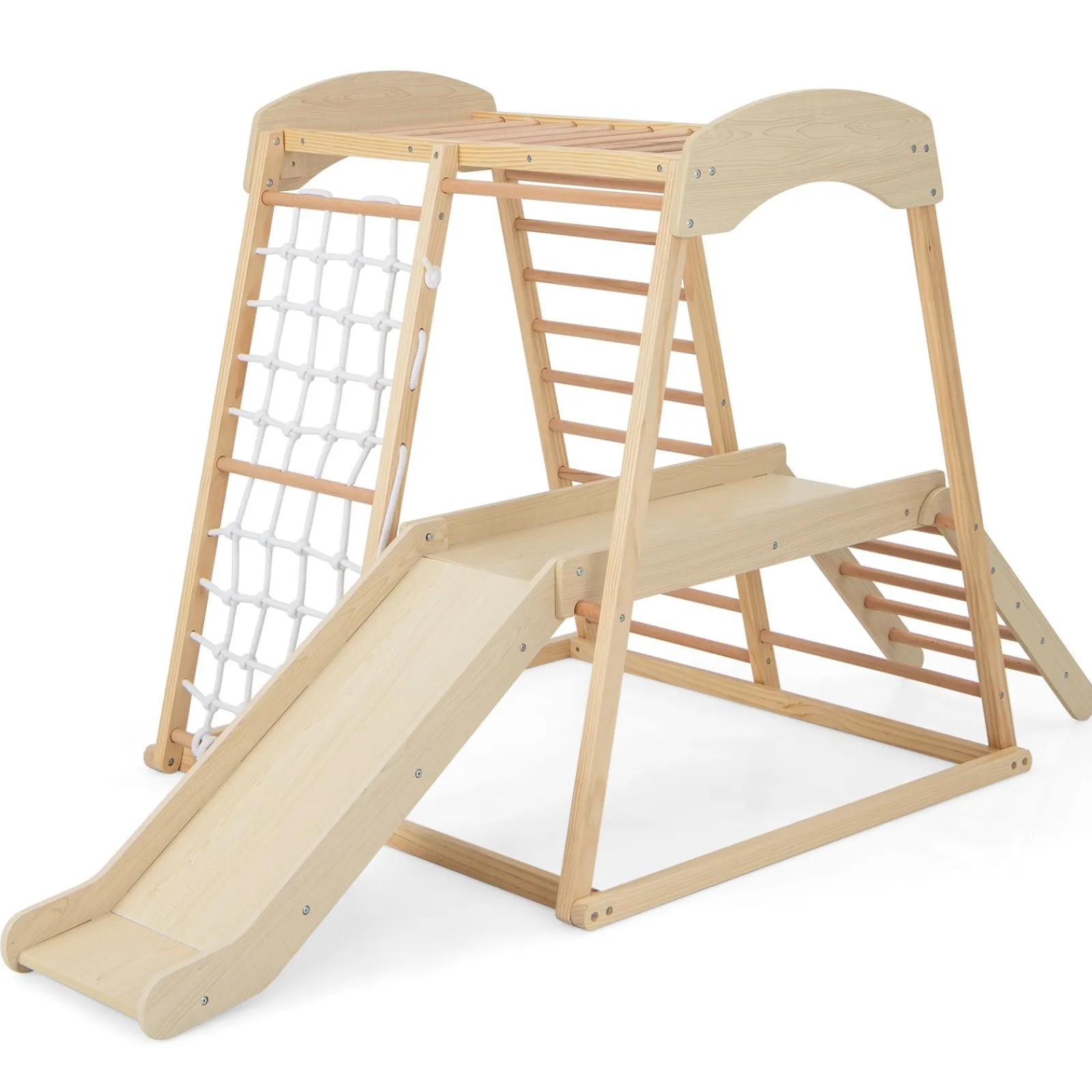 Kinder Little Helper Umweltbewusstes 6-in-1-Klettergerüst aus Holz für den Innenbereich | Klettergerüst für Kinderspielplatz | Rutsche | 12m+
