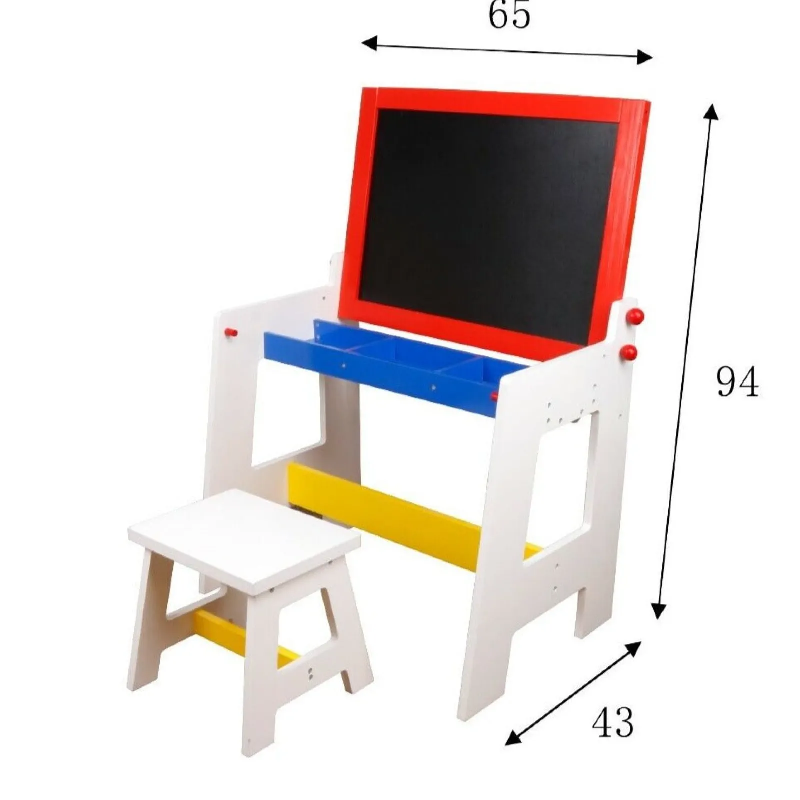 Kinder Little Helper Umweltbewusstes 2-in-1-Schreibtisch- und Hockerset aus Massivholz mit Staffelei, Aufbewahrung und Papierrolle | 3–8 Jahre