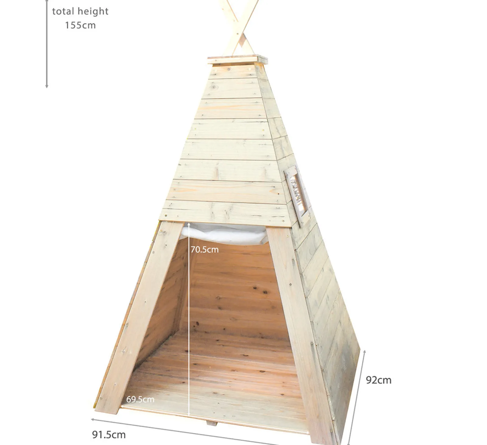 Little Helper Umweltbewusstes, robustes und stabiles Montessori-Tipi für Kinder | Spielhaus oder Höhle aus Holz mit Tür und Fenstern | 1,55 m hoch