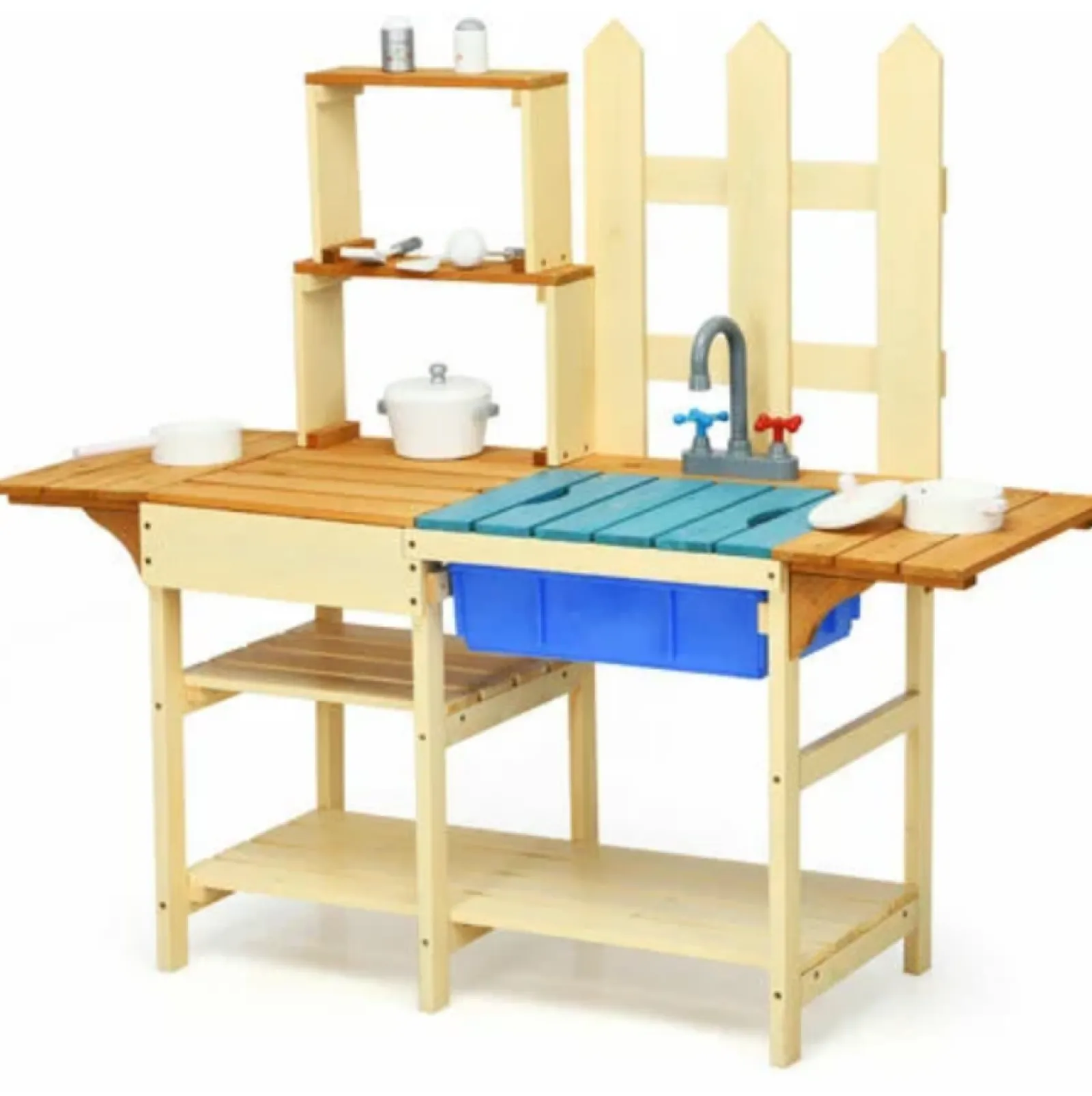 Little Helper Umweltfreundliche Montessori-Matschküche aus Tannenholz für Kinder | Spielzeugküche | inklusive Zubehör | 36m+