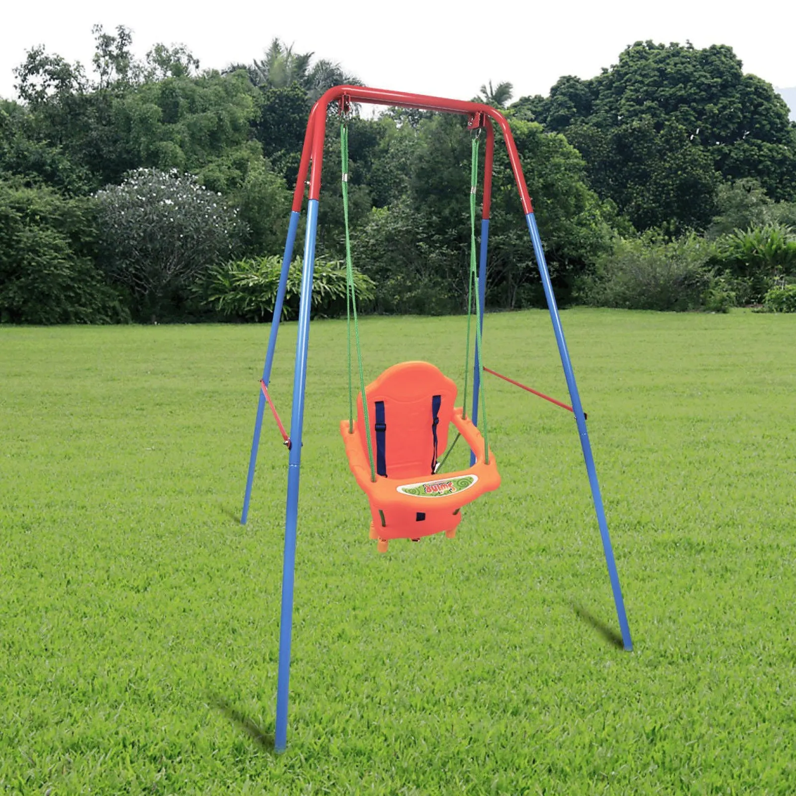 Little Helper Umweltfreundliche, zusammenklappbare Babyschaukel aus Kunststoff für den Garten mit Kindersitz | Mehrfarbig | 12Monate – 3Jahre