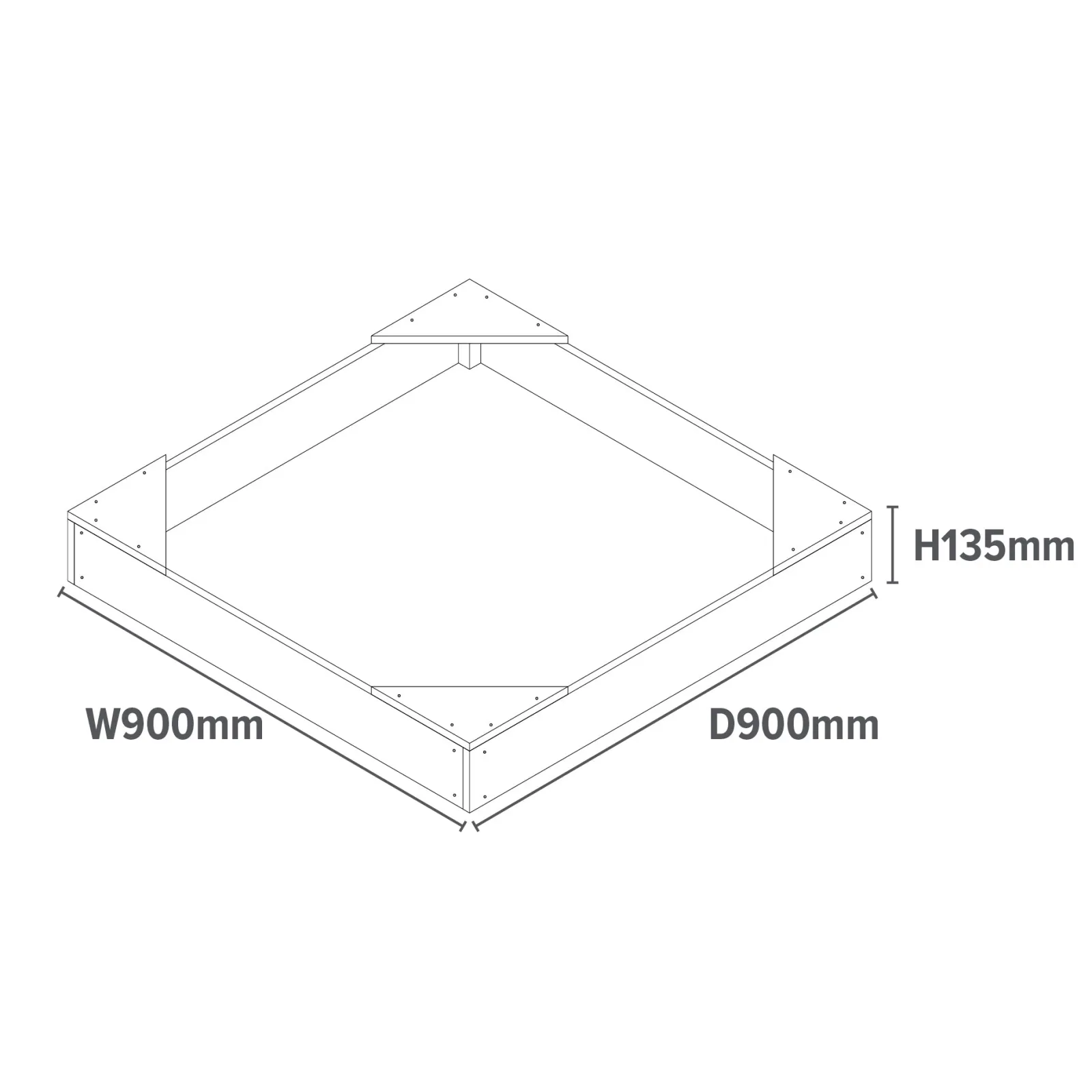 Little Helper 100 % umweltfreundlicher, verrottungsbeständiger FSC-zertifizierter Montessori-Sandkasten aus Zypressenholz | Bodeneinlage | Wasserdichte Abdeckung | 90 x 90 cm