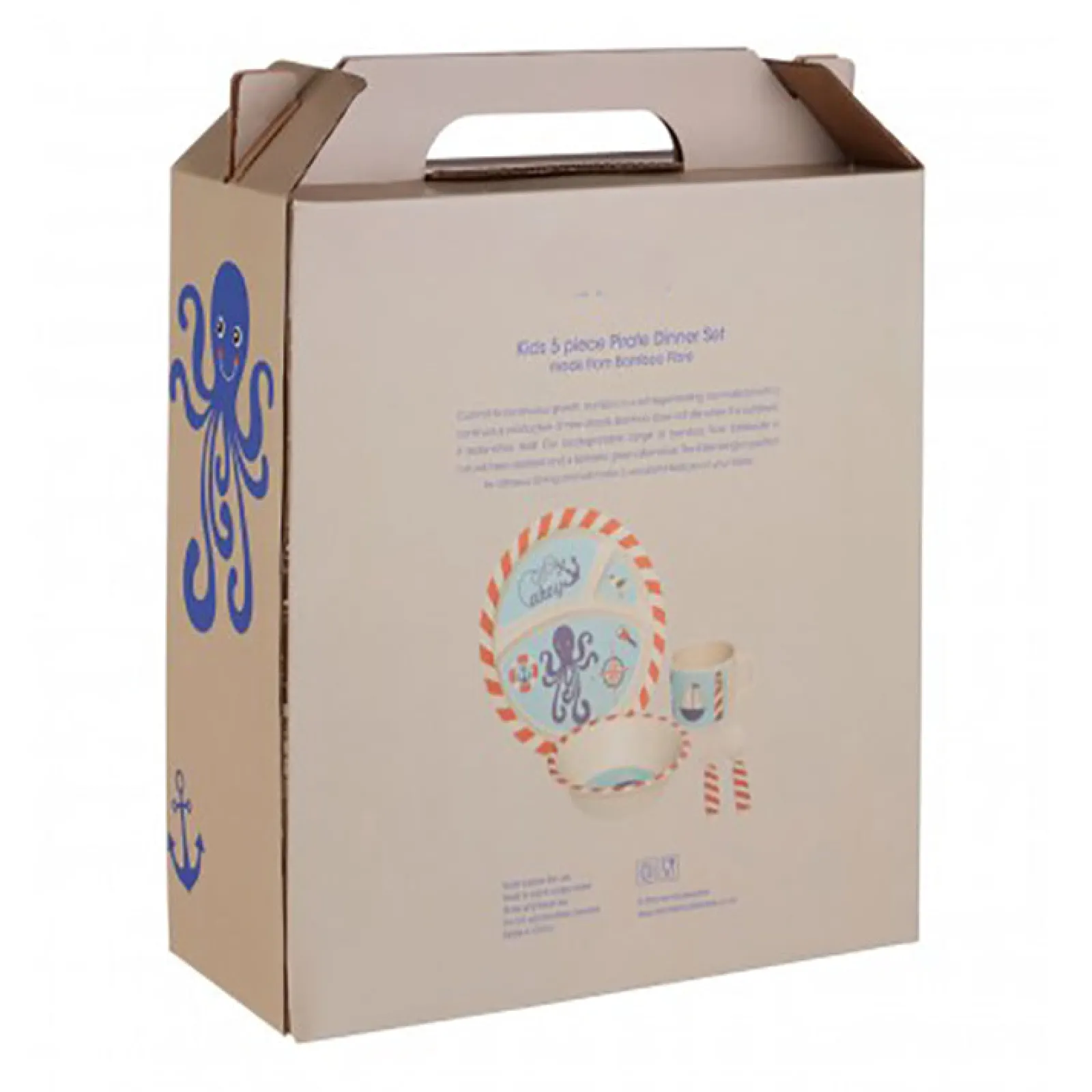 Little Helper Umweltfreundliches Bambus-Essset Für Babys Und Kleinkinder | 5-Teiliges Set | Nautisches Design