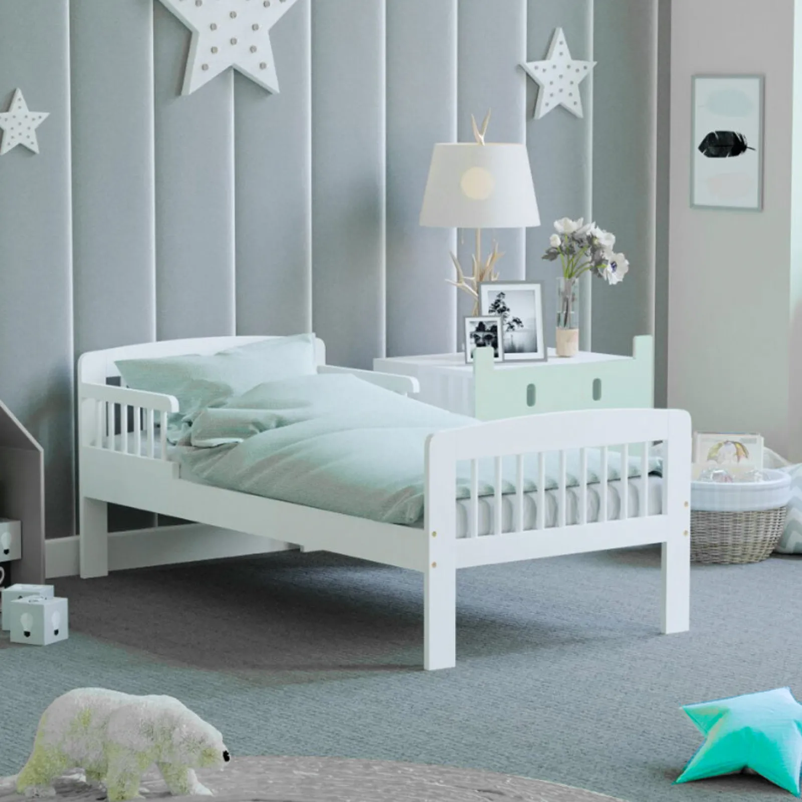 Kinder Little Helper Umweltfreundliches Kleinkinderbett aus massivem Kiefernholz | Betten für Kleinkinder | Einzelbett für Kinder