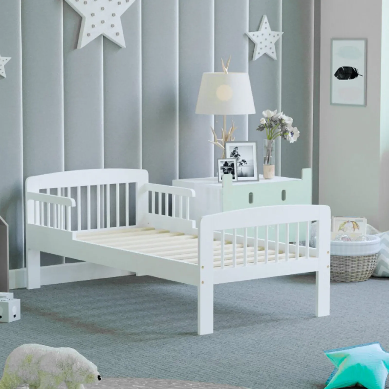 Kinder Little Helper Umweltfreundliches Kleinkinderbett aus massivem Kiefernholz | Betten für Kleinkinder | Einzelbett für Kinder