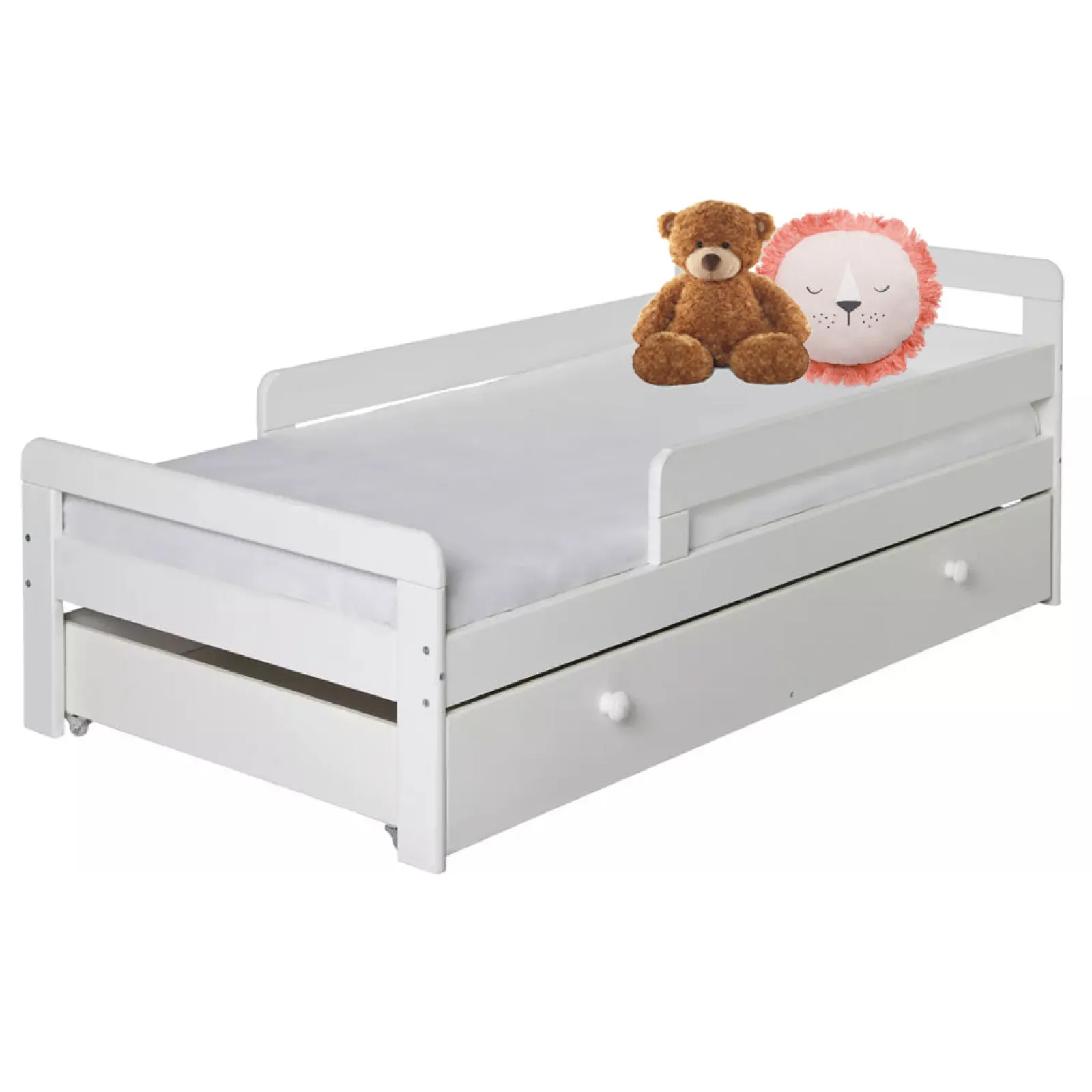 Kinder Little Helper Umweltfreundliches Kleinkinderbett aus Massivholz mit Schublade unter dem Bett | Betten für Kleinkinder | Einzelbett für Kinder