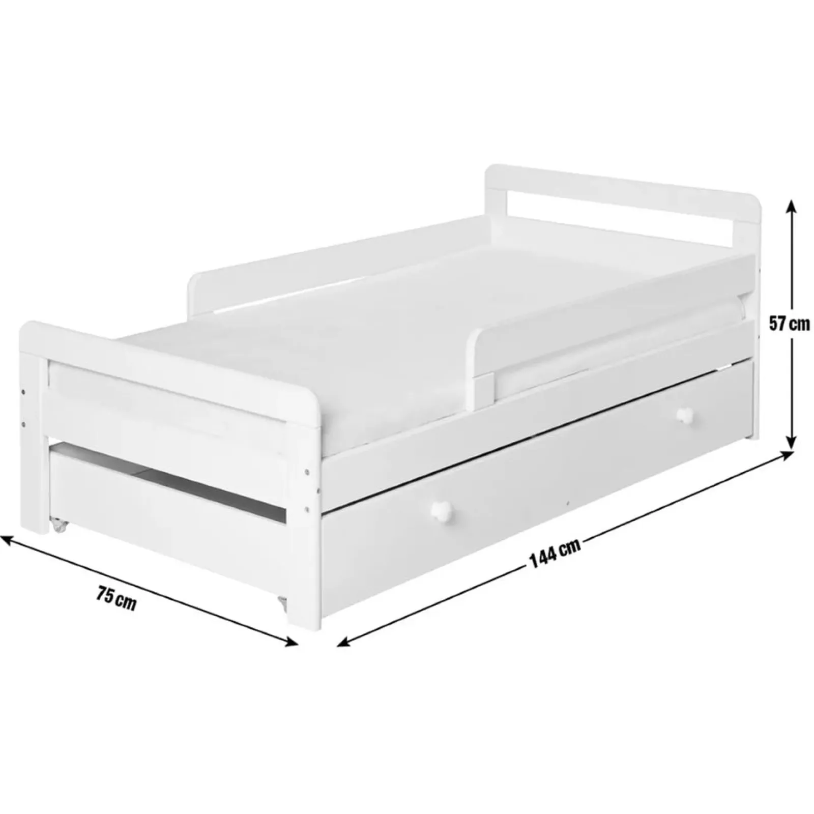 Kinder Little Helper Umweltfreundliches Kleinkinderbett aus Massivholz mit Schublade unter dem Bett | Betten für Kleinkinder | Einzelbett für Kinder