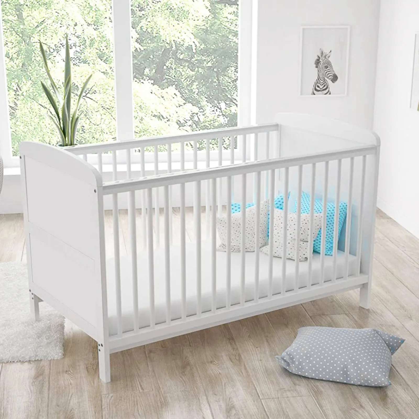 Kinder Little Helper Verstellbares Kinderbett aus Ökoholz „Sweet Dreams“ | Kleinkinderbett aus Holz | weiß | 6Monate – 6Jahre