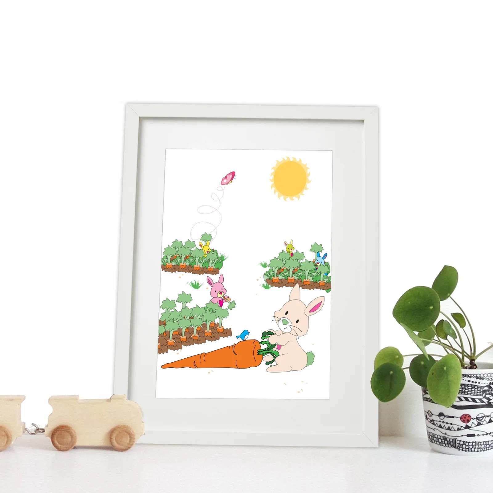 Kinder Little Helper Wandkunst fürs Kinderzimmer | Drucke fürs Kinderzimmer | Leinwandbild fürs Kinderzimmer – Bouncer, der Hase
