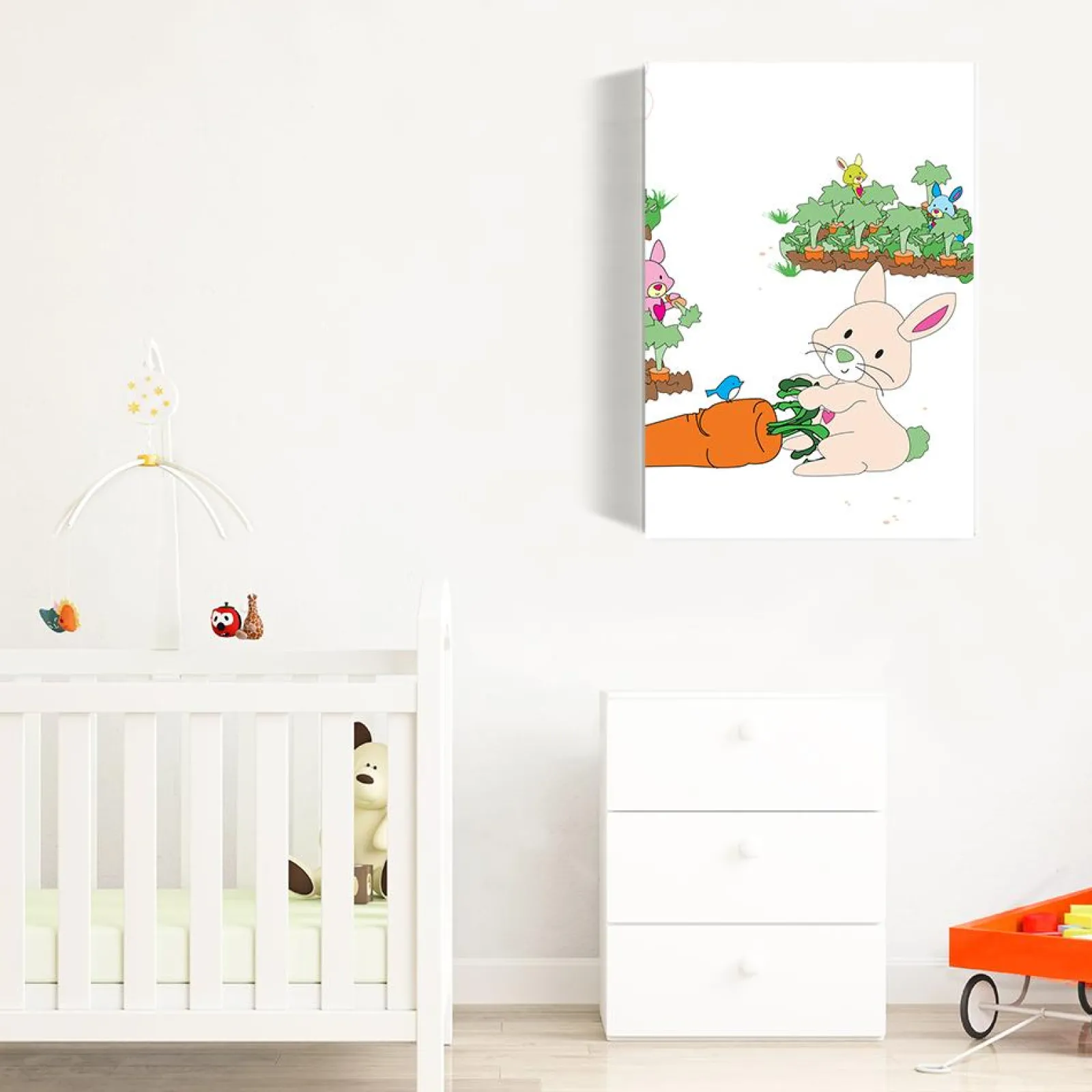Kinder Little Helper Wandkunst fürs Kinderzimmer | Drucke fürs Kinderzimmer | Leinwandbild fürs Kinderzimmer – Bouncer, der Hase