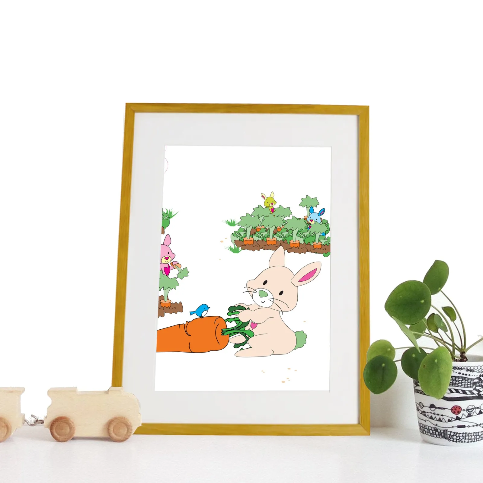 Kinder Little Helper Wandkunst fürs Kinderzimmer | Drucke fürs Kinderzimmer | Leinwandbild fürs Kinderzimmer – Bouncer, der Hase