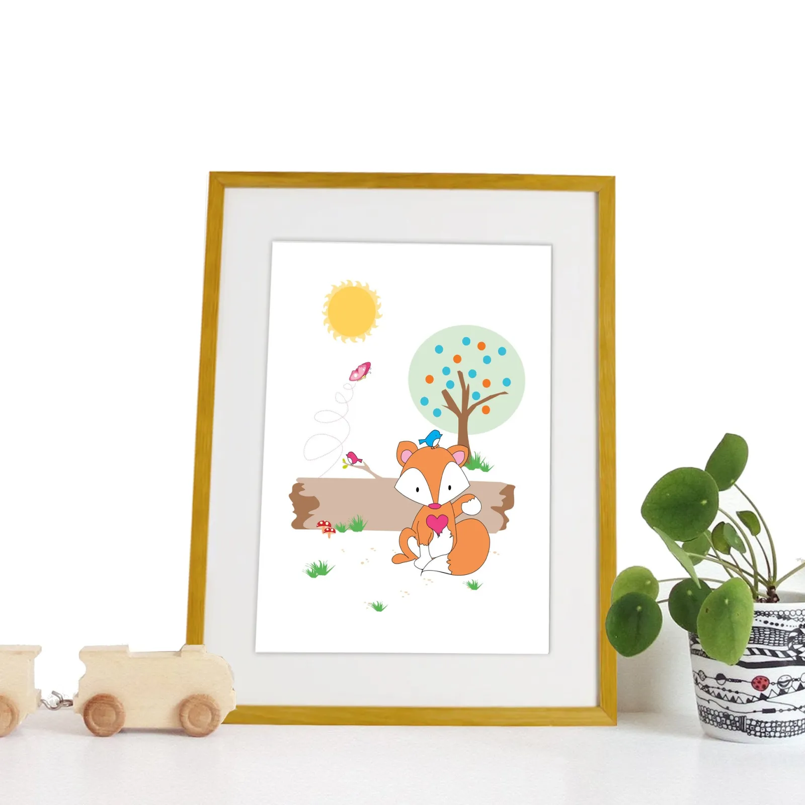 Kinder Little Helper Wandkunst fürs Kinderzimmer | Drucke fürs Kinderzimmer | Leinwandbild fürs Kinderzimmer – Freddy der Fuchs