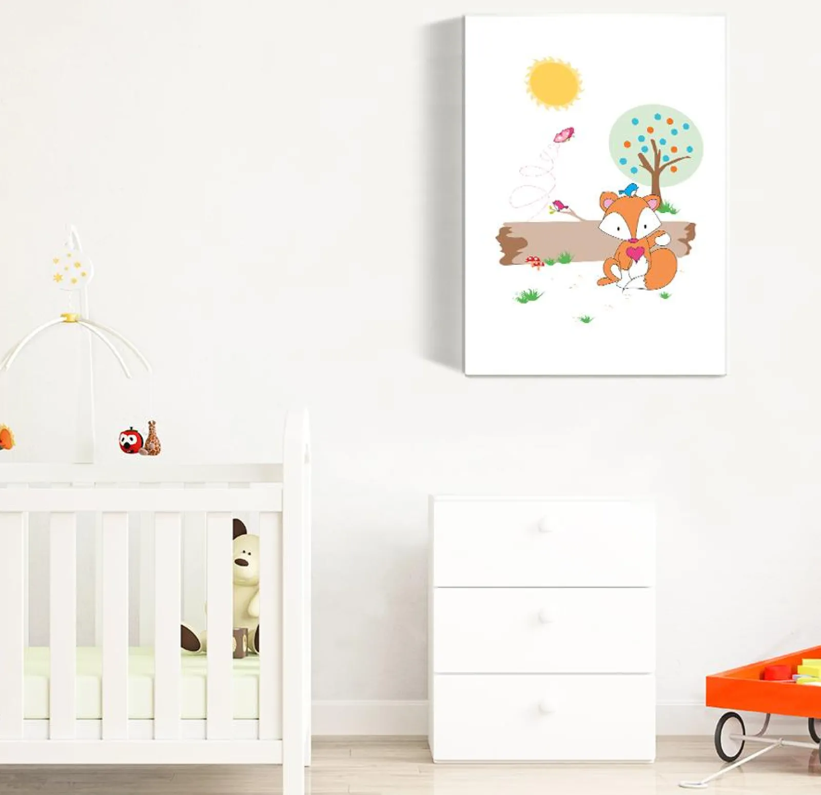 Kinder Little Helper Wandkunst fürs Kinderzimmer | Drucke fürs Kinderzimmer | Leinwandbild fürs Kinderzimmer – Freddy der Fuchs
