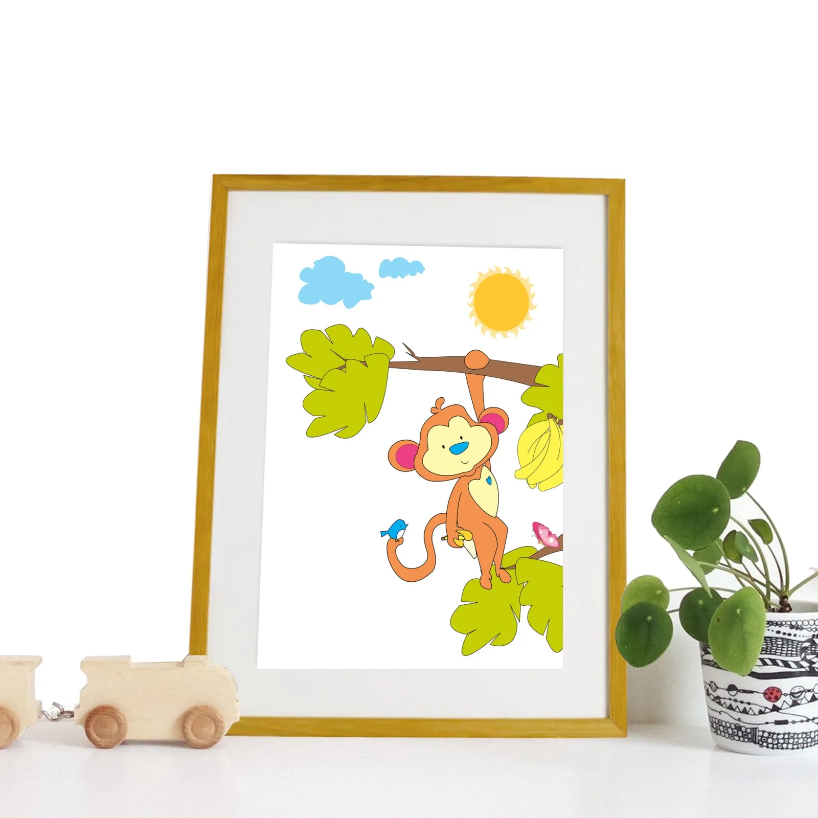 Kinder Little Helper Wandkunst fürs Kinderzimmer | Drucke fürs Kinderzimmer | Leinwandbild fürs Kinderzimmer – Marvin der Affe