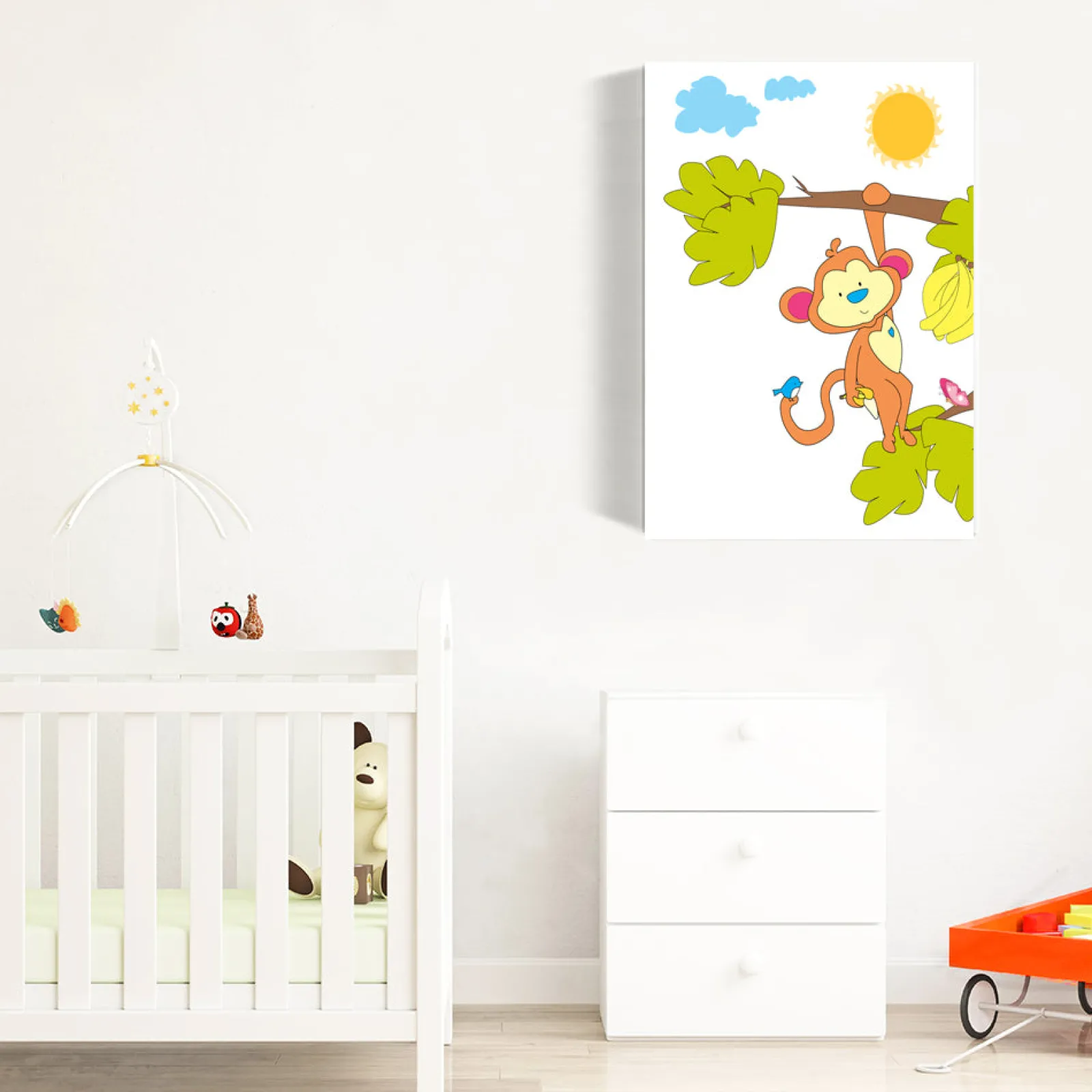 Kinder Little Helper Wandkunst fürs Kinderzimmer | Drucke fürs Kinderzimmer | Leinwandbild fürs Kinderzimmer – Marvin der Affe