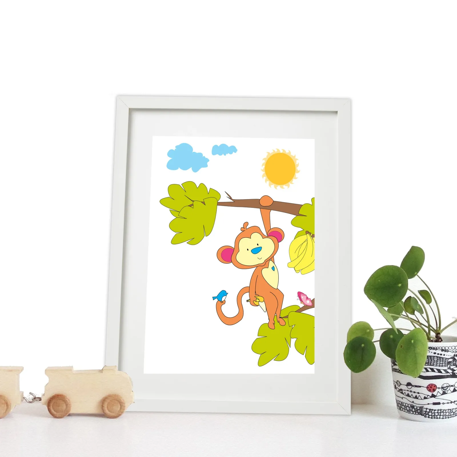 Kinder Little Helper Wandkunst fürs Kinderzimmer | Drucke fürs Kinderzimmer | Leinwandbild fürs Kinderzimmer – Marvin der Affe