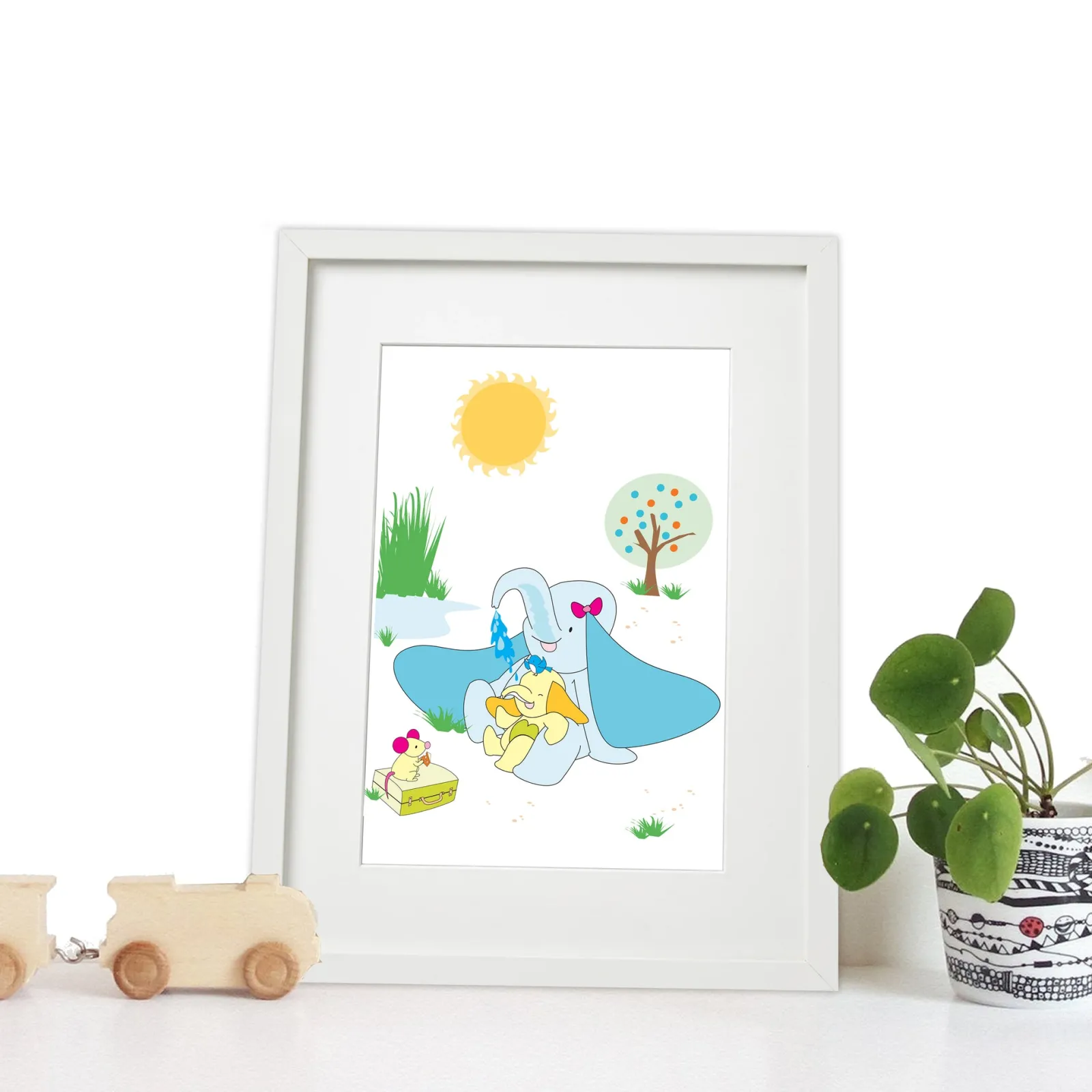 Kinder Little Helper Wandkunst Fürs Kinderzimmer | Drucke Fürs Kinderzimmer | Leinwandbilder Fürs Kinderzimmer – Safari-Elefant