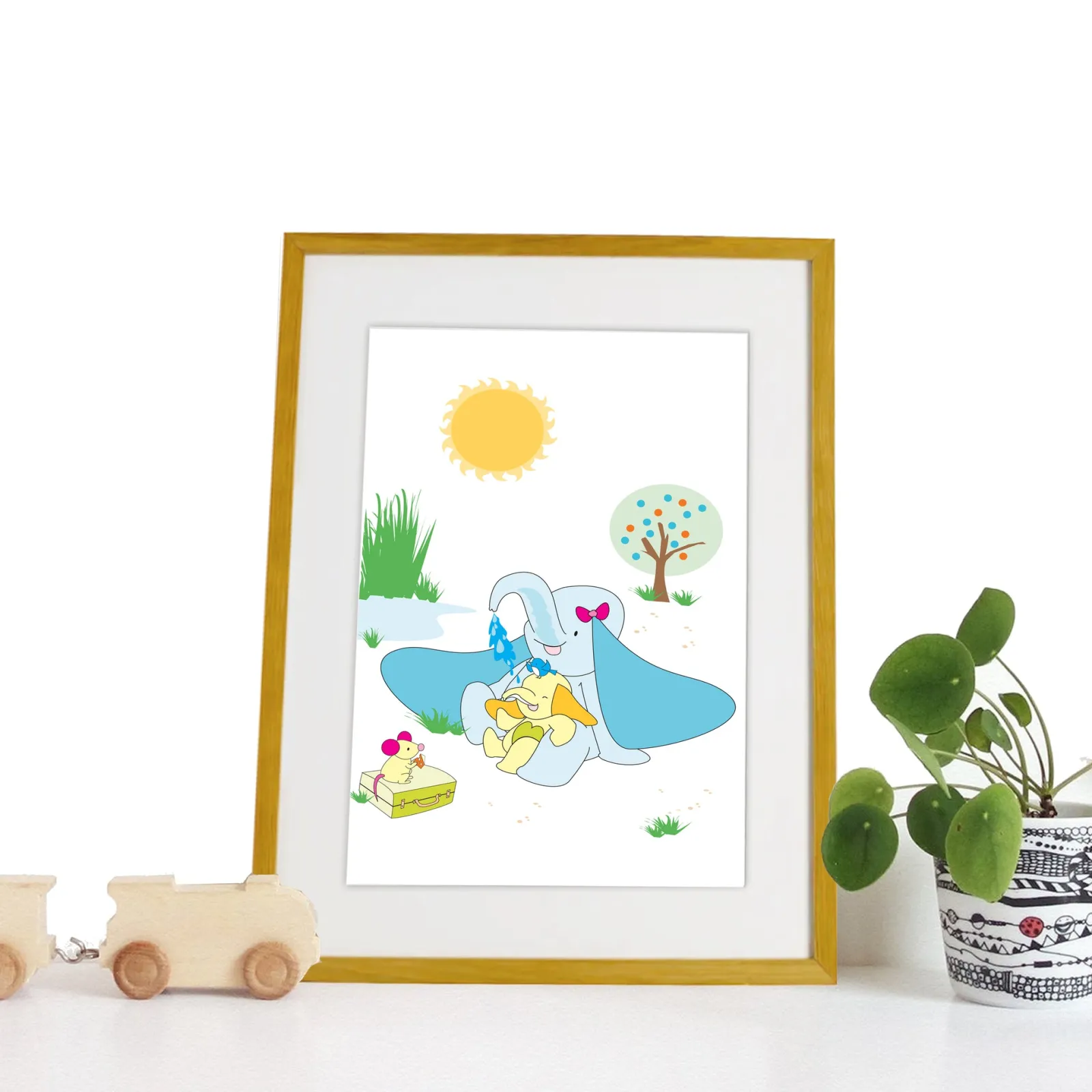 Kinder Little Helper Wandkunst Fürs Kinderzimmer | Drucke Fürs Kinderzimmer | Leinwandbilder Fürs Kinderzimmer – Safari-Elefant