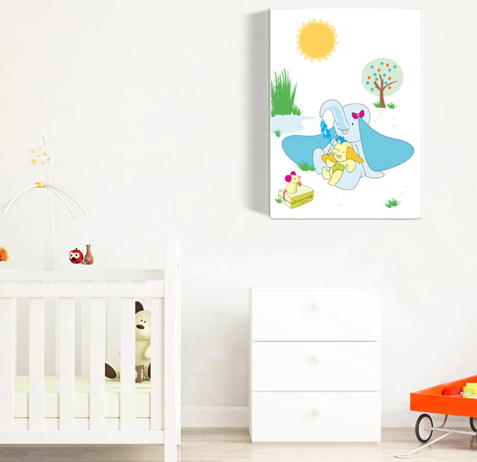 Kinder Little Helper Wandkunst Fürs Kinderzimmer | Drucke Fürs Kinderzimmer | Leinwandbilder Fürs Kinderzimmer – Safari-Elefant