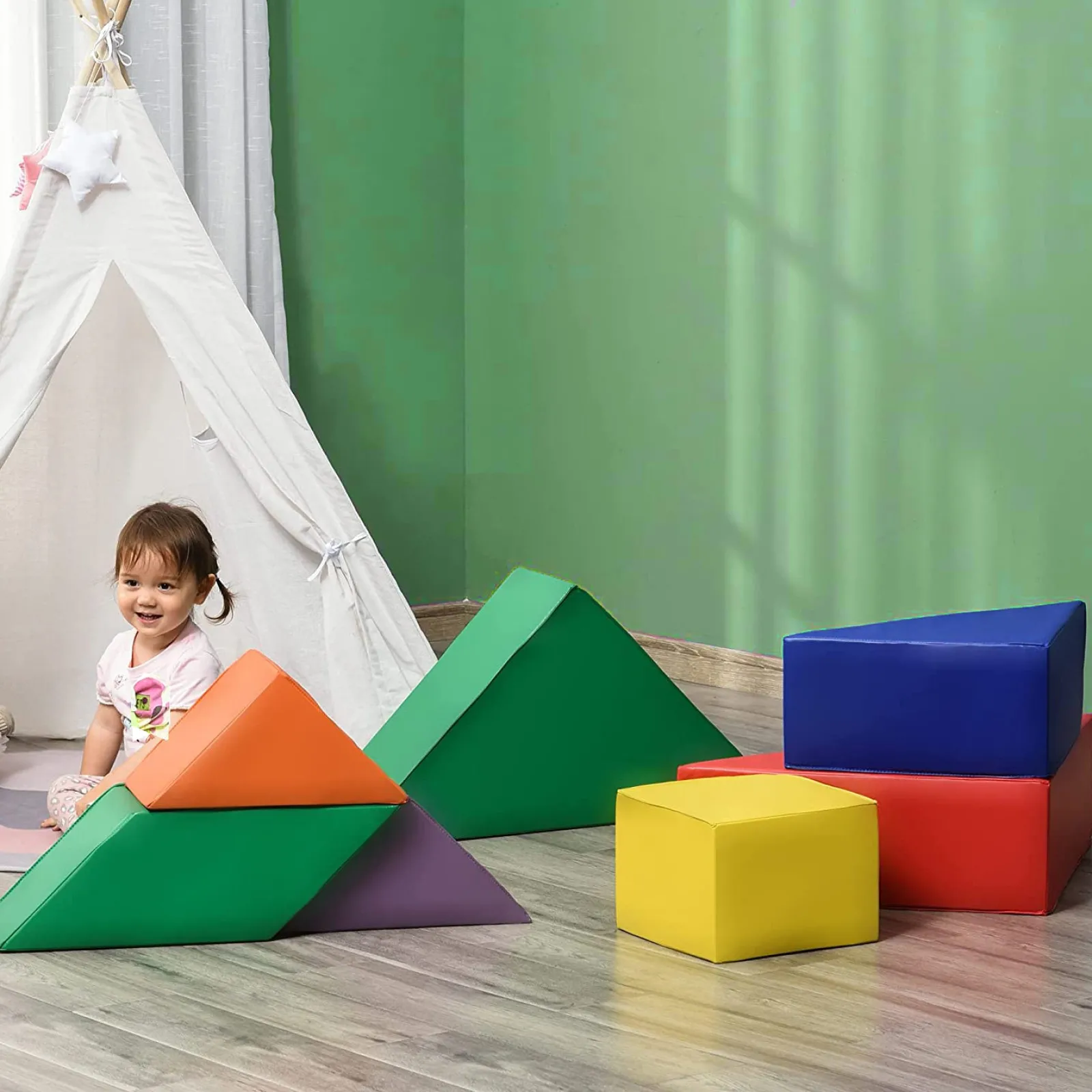 Kinder Little Helper Weiche Montessori-Spielgeräte | 7-teiliges ineinander greifendes Schaumstoff-Spielset | Verschiedene Formen | Ab 12 Monaten