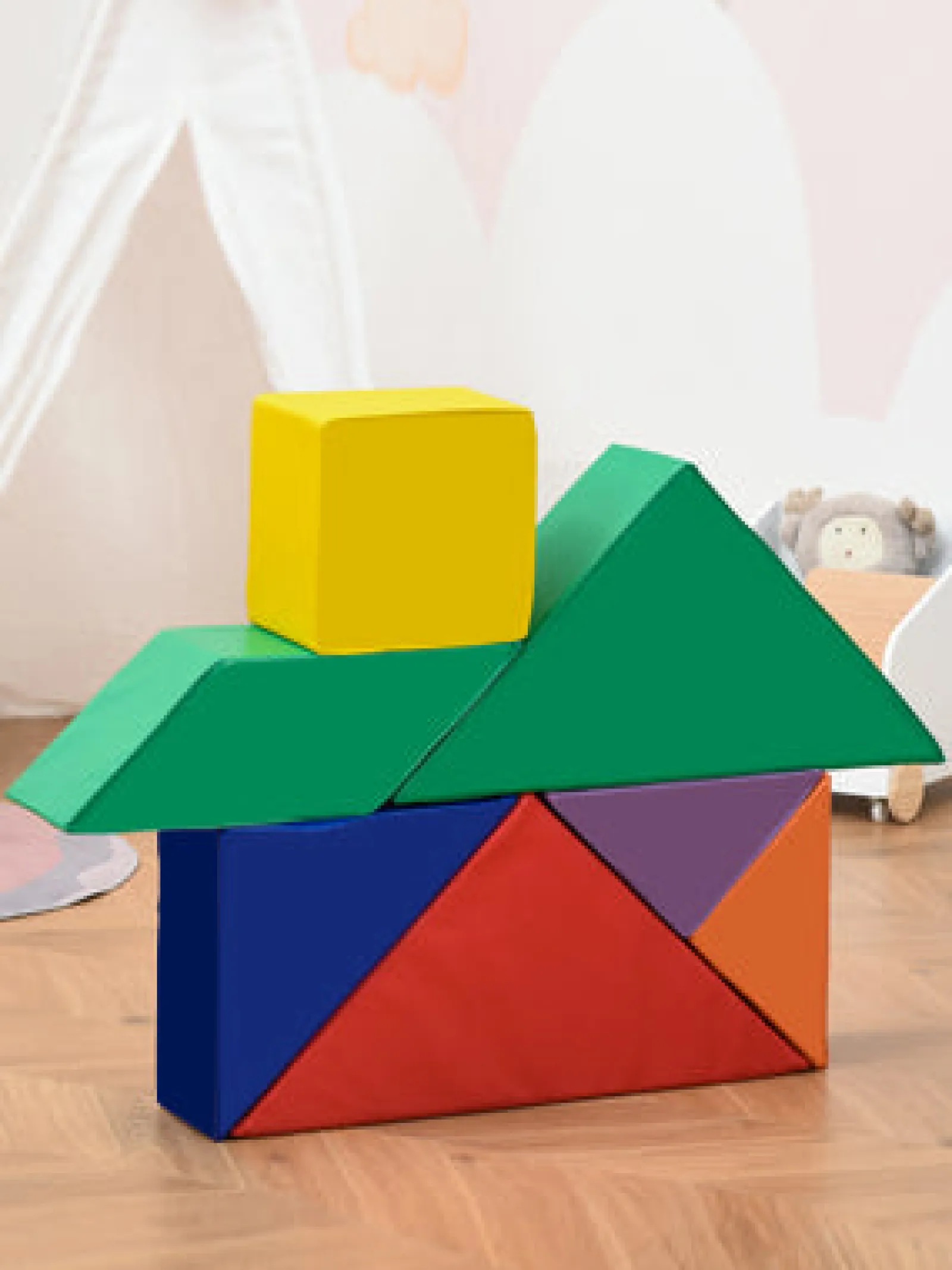 Kinder Little Helper Weiche Montessori-Spielgeräte | 7-teiliges ineinander greifendes Schaumstoff-Spielset | Verschiedene Formen | Ab 12 Monaten